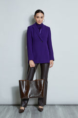 Asymmetric Single Button Blazer | Elie Tahari WINTER PLUM