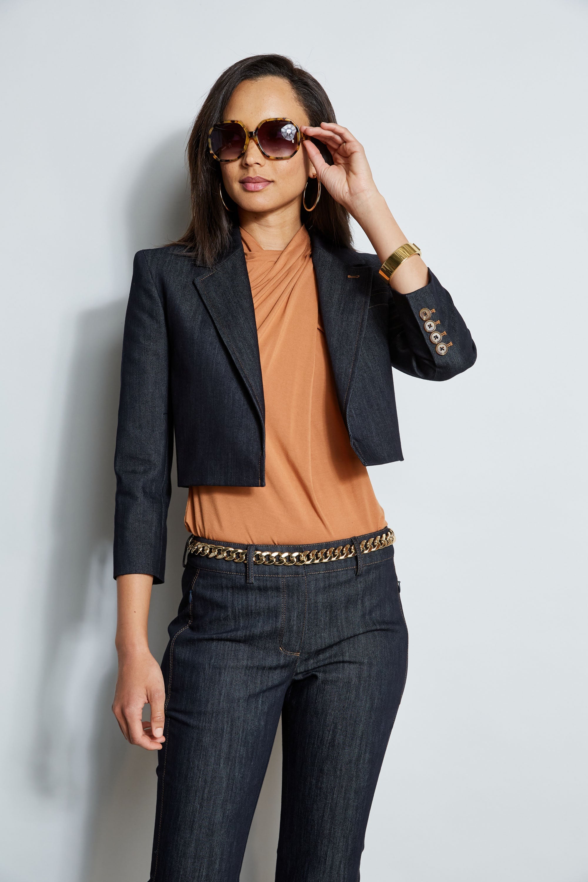 Cropped Denim Jacket | Elie Tahari INDIGO