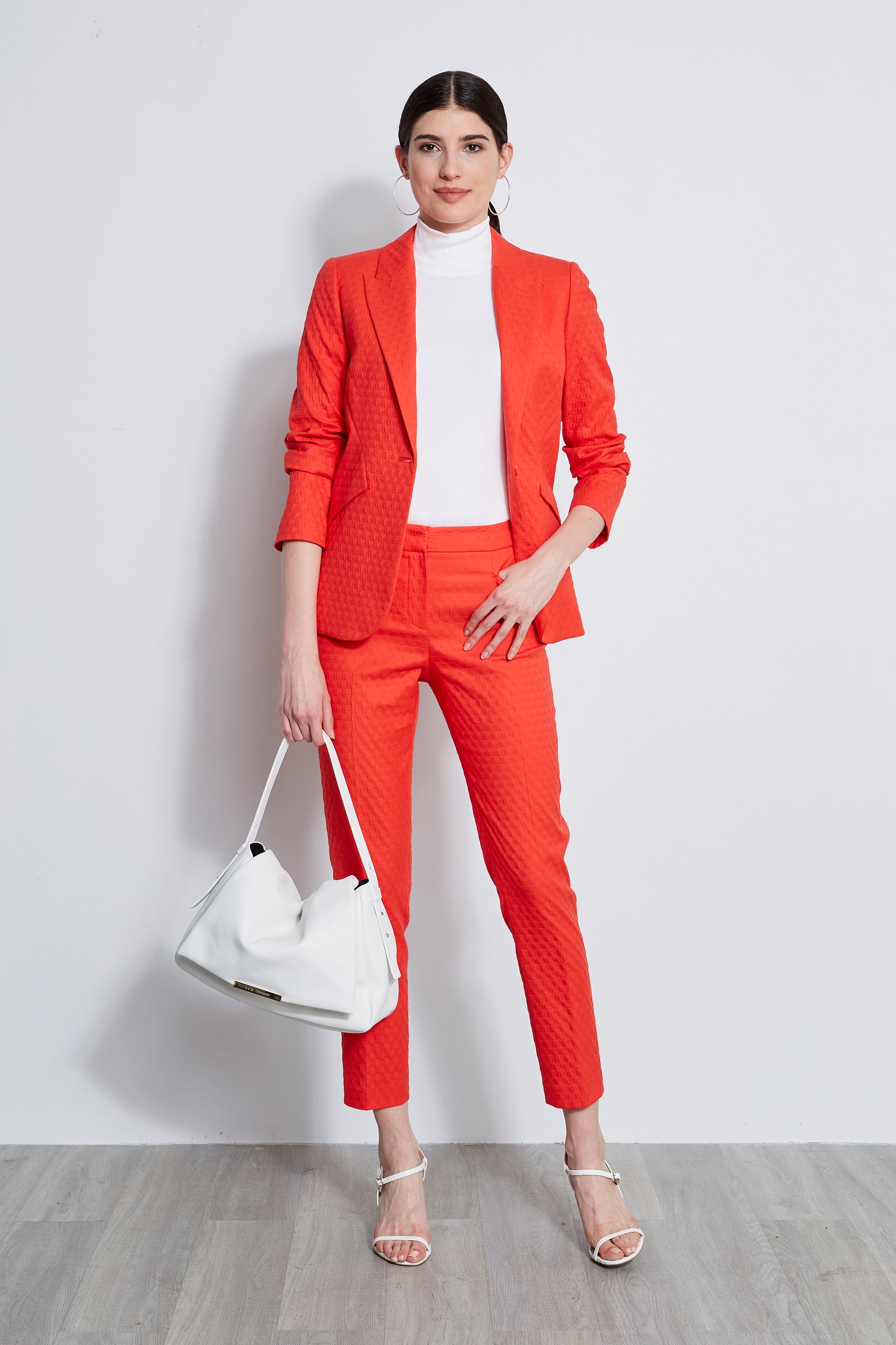 Jacquard Stretch Panel Blazer | Elie Tahari TOMATO
