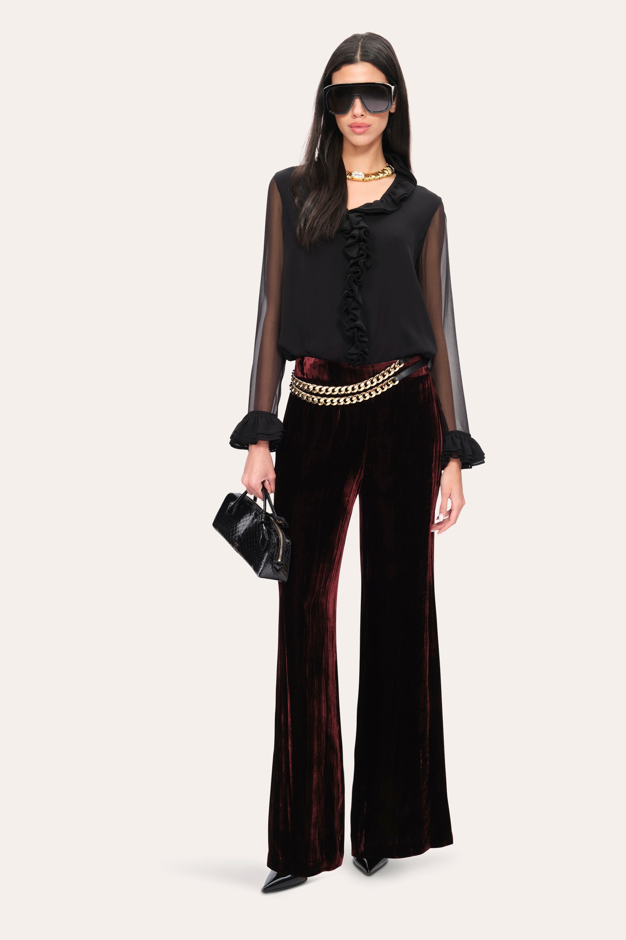 Velvet Fluid Pant | Elie Tahari BURGUNDY