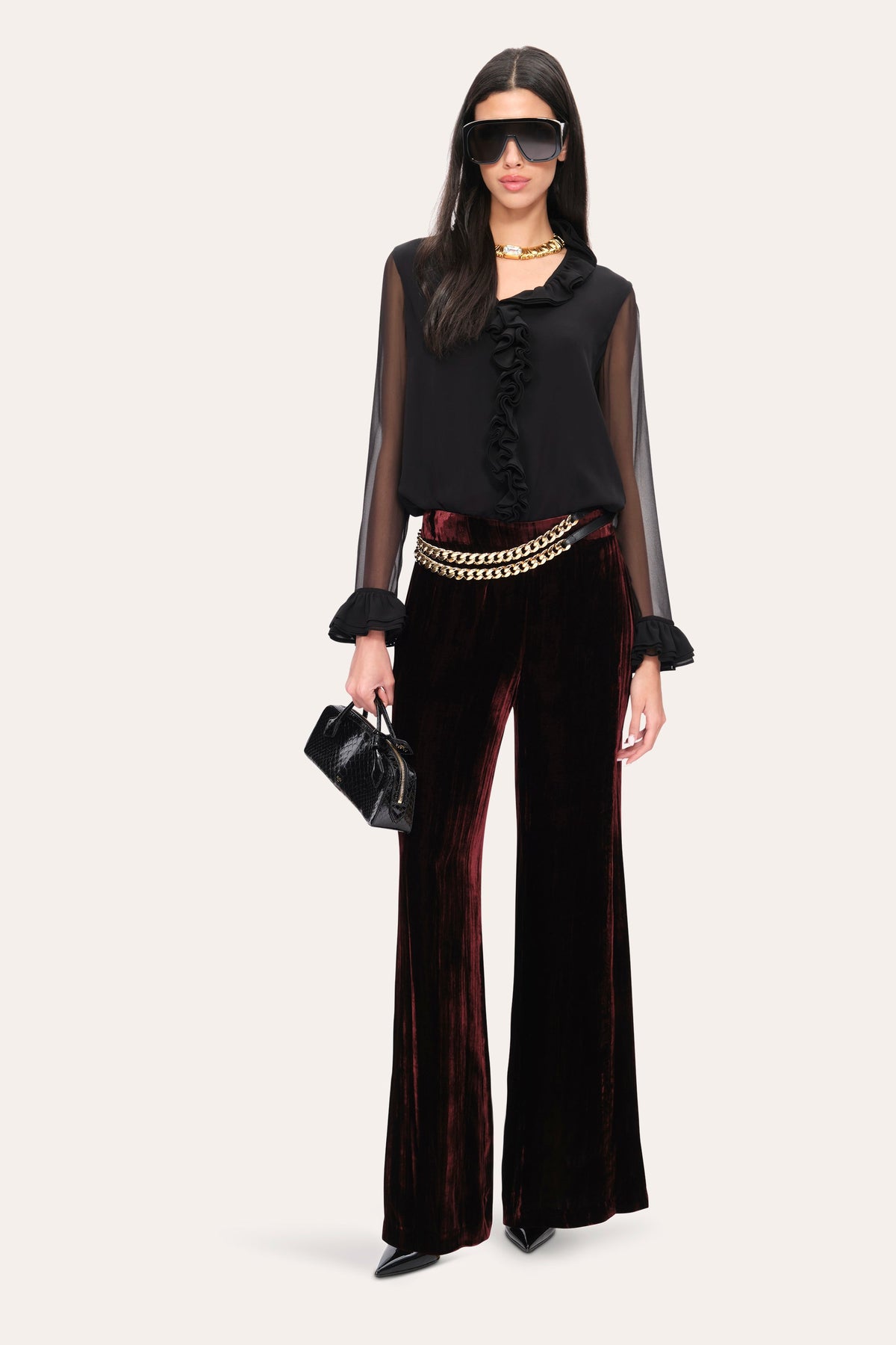 Velvet Fluid Pant | Elie Tahari BURGUNDY