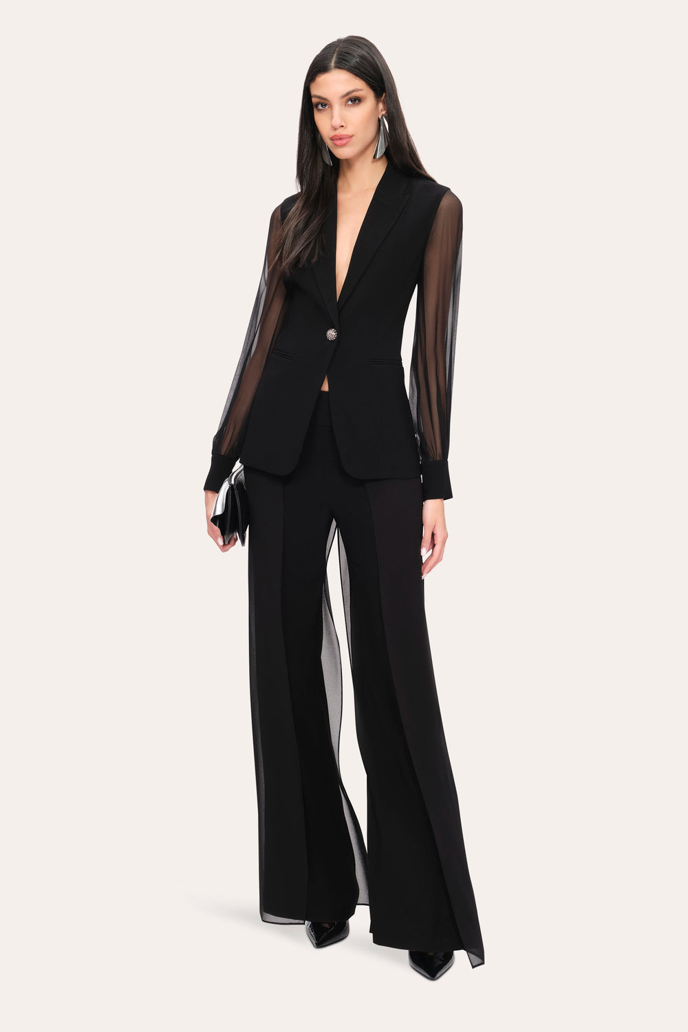 Chiffon Panel Pant | Elie Tahari BLACK