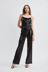 Sequin Pocket Pant | Elie Tahari BLACK