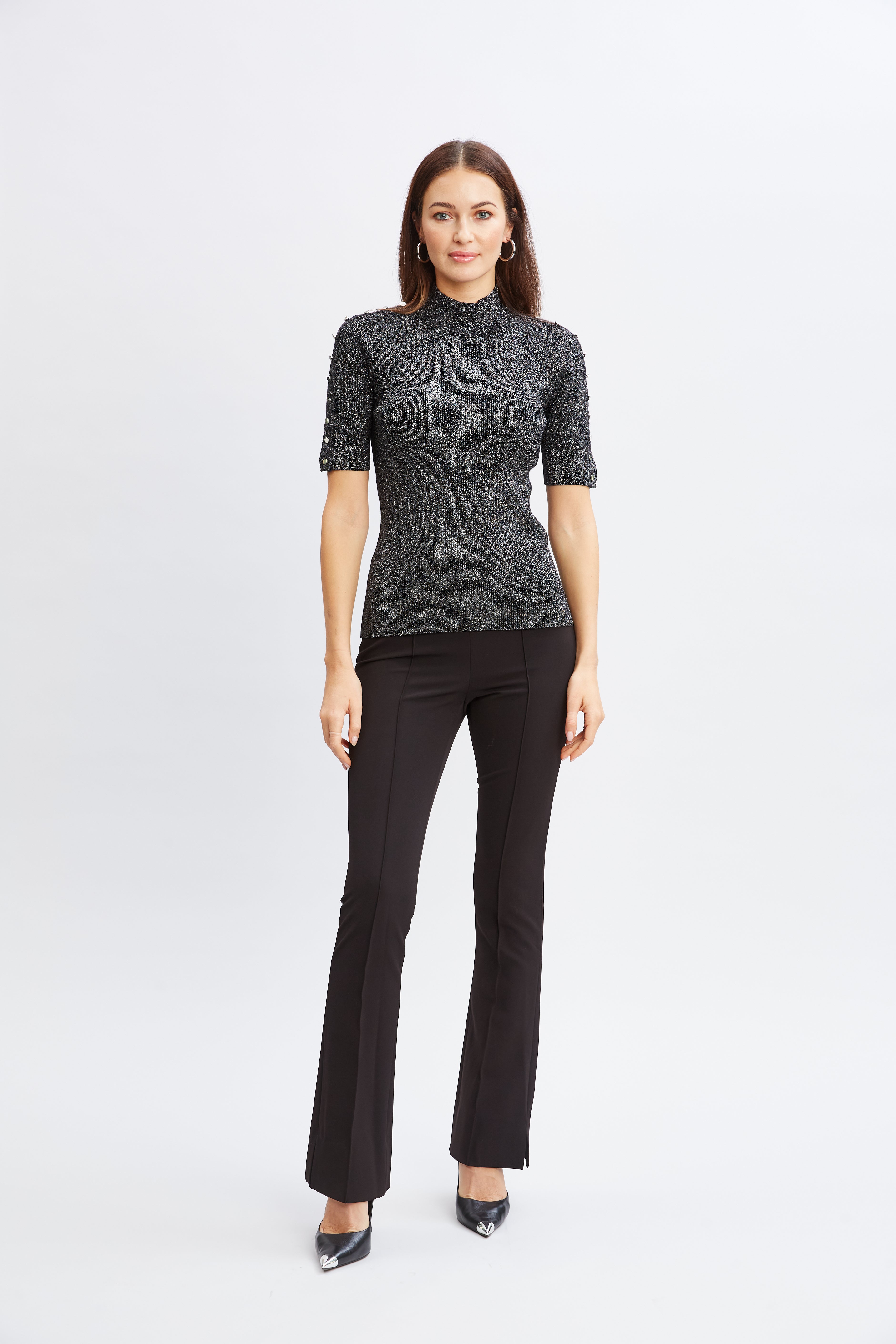 Crepe Seam Slit Flare Pant | Elie Tahari BLACK