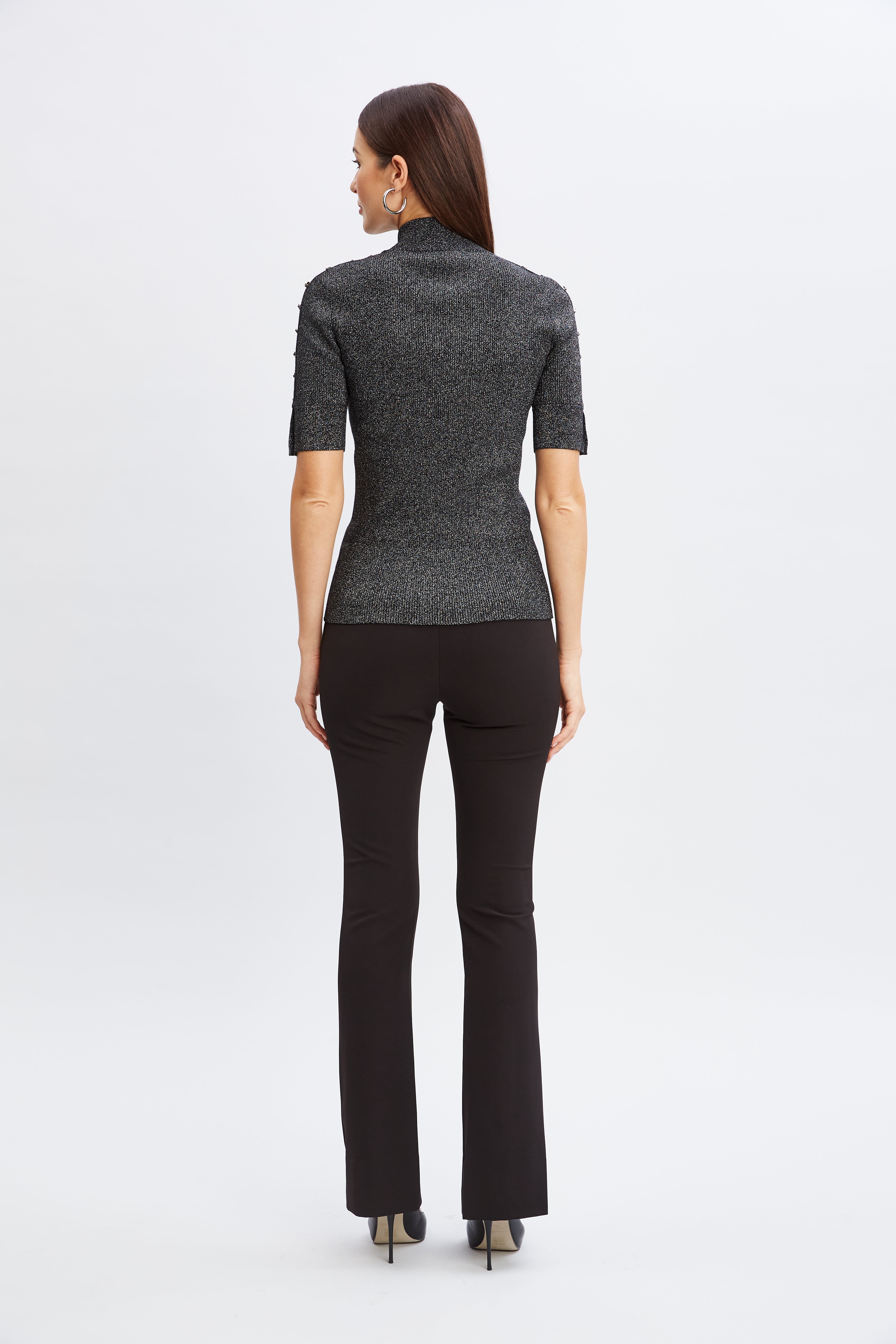 Crepe Seam Slit Flare Pant | Elie Tahari BLACK