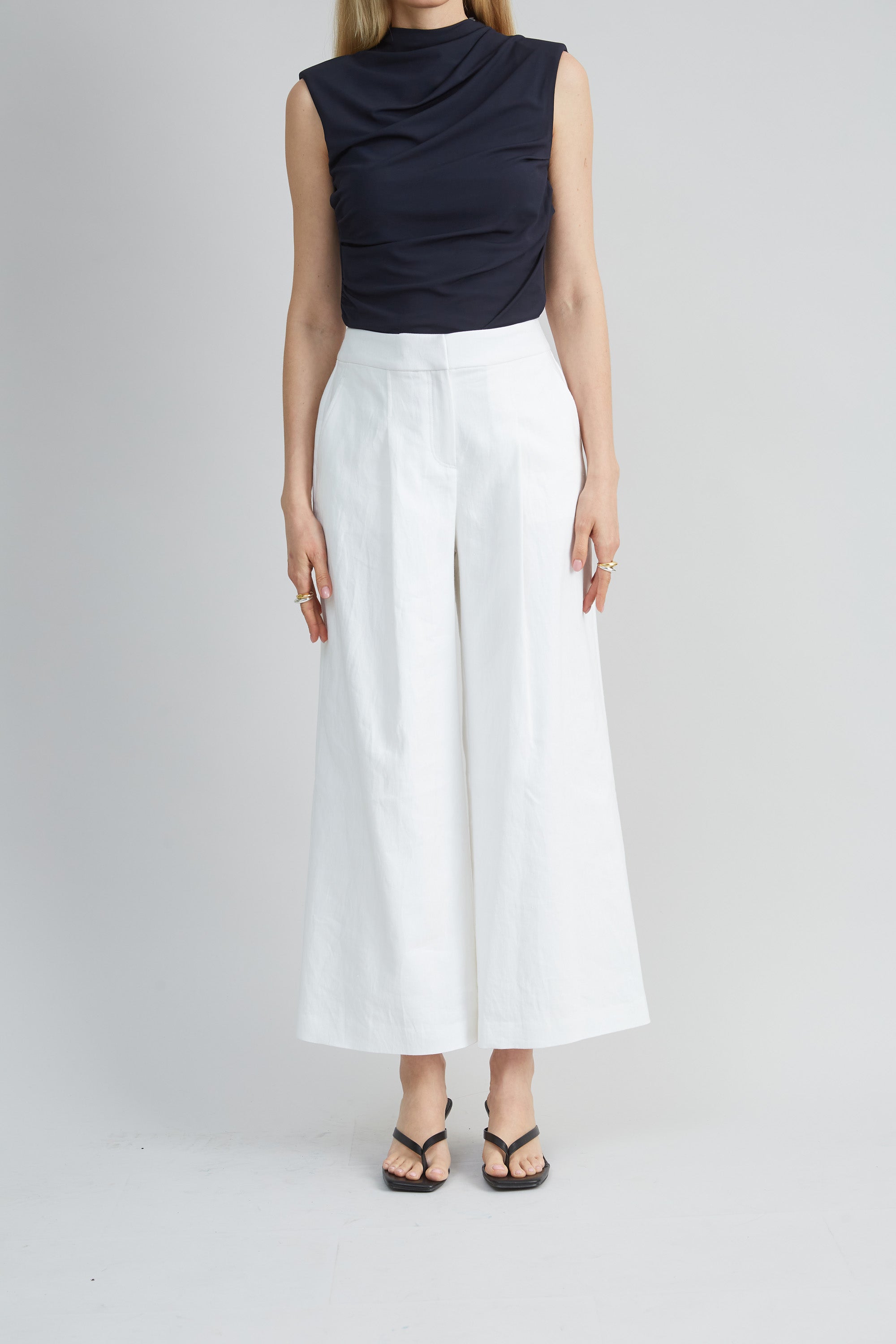 Pleated Linen Pant | Elie Tahari WHITE