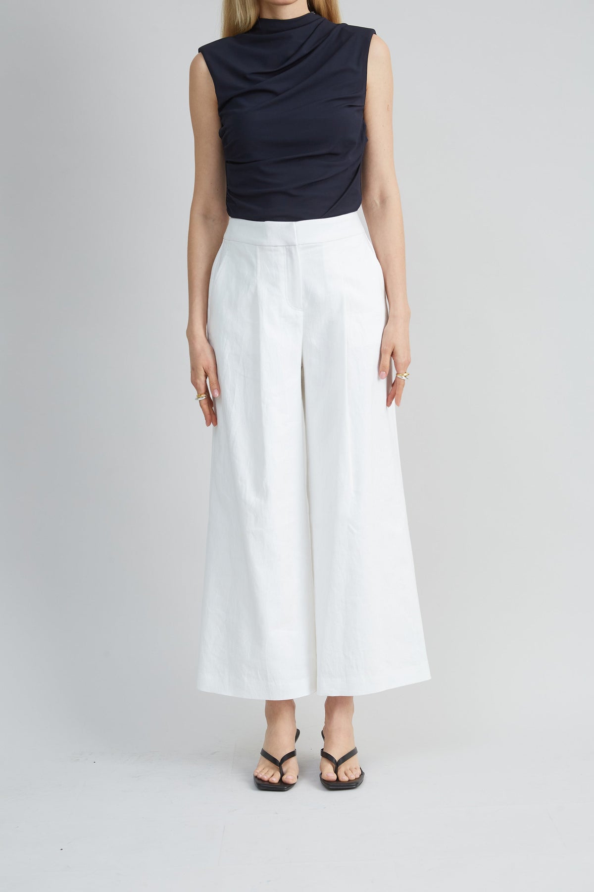 Pleated Linen Pant | Elie Tahari WHITE