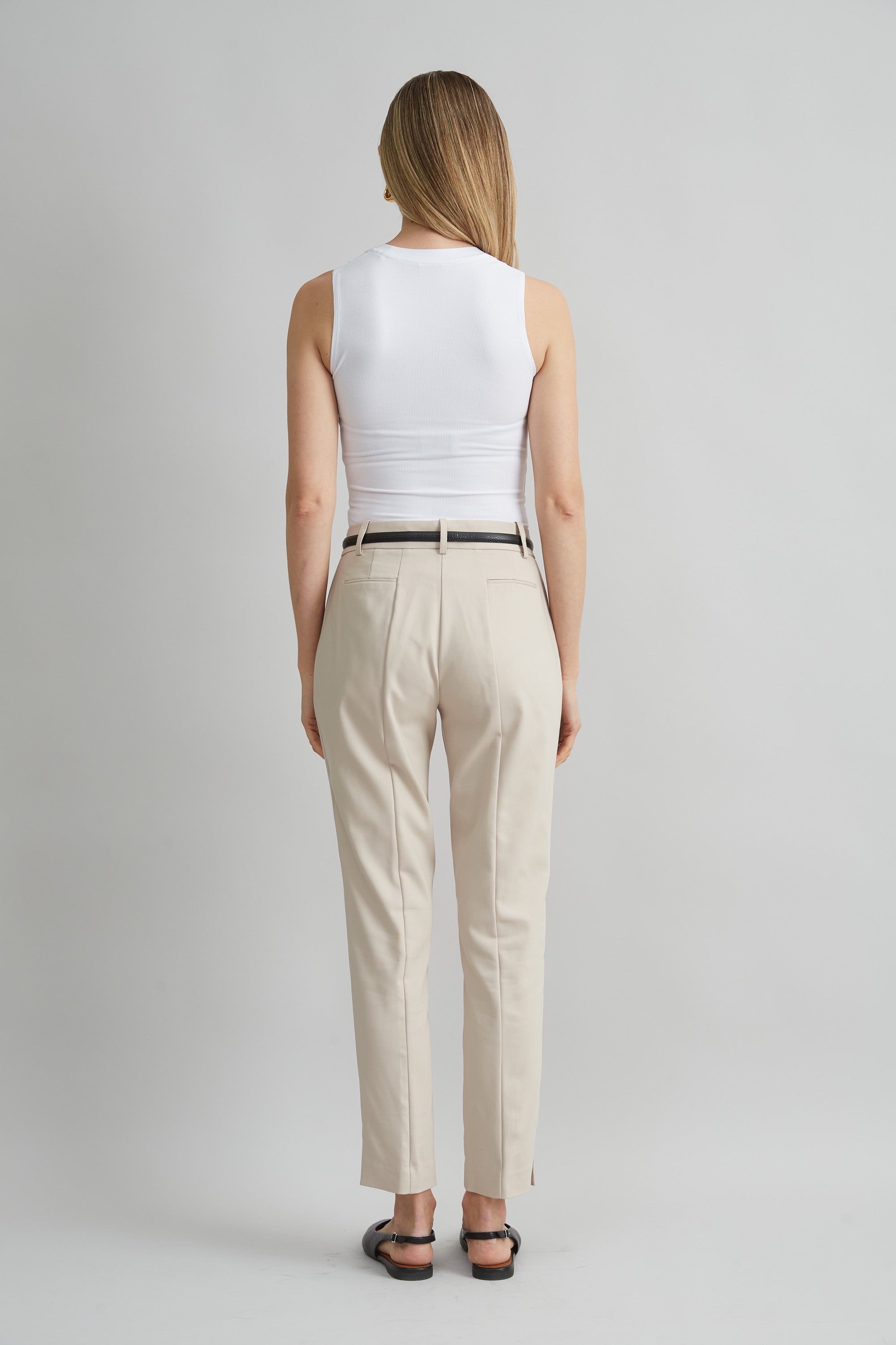 Cotton Slim Slit Pant | Elie Tahari DRIFTWOOD