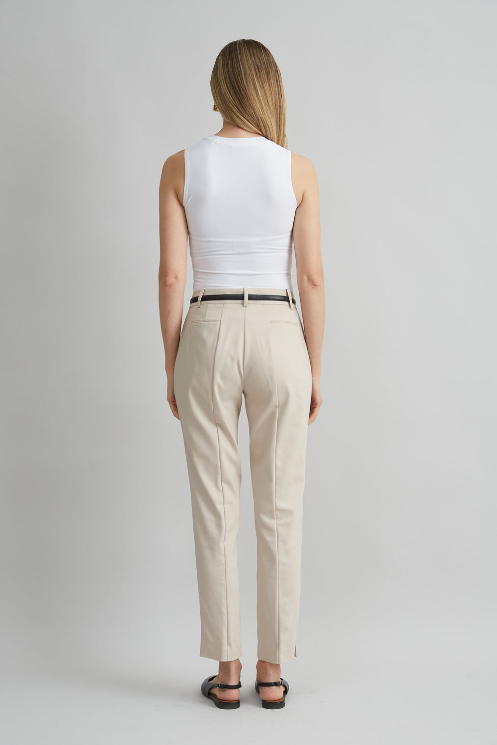 Cotton Slim Slit Pant | Elie Tahari DRIFTWOOD