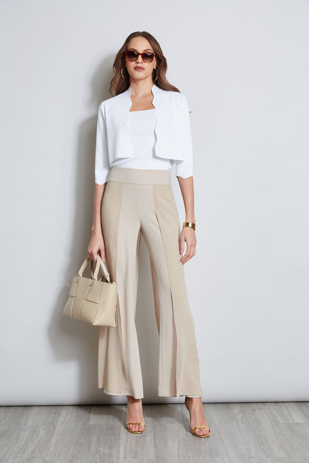 Chiffon Panel Pant | Elie Tahari ISLAND SAND