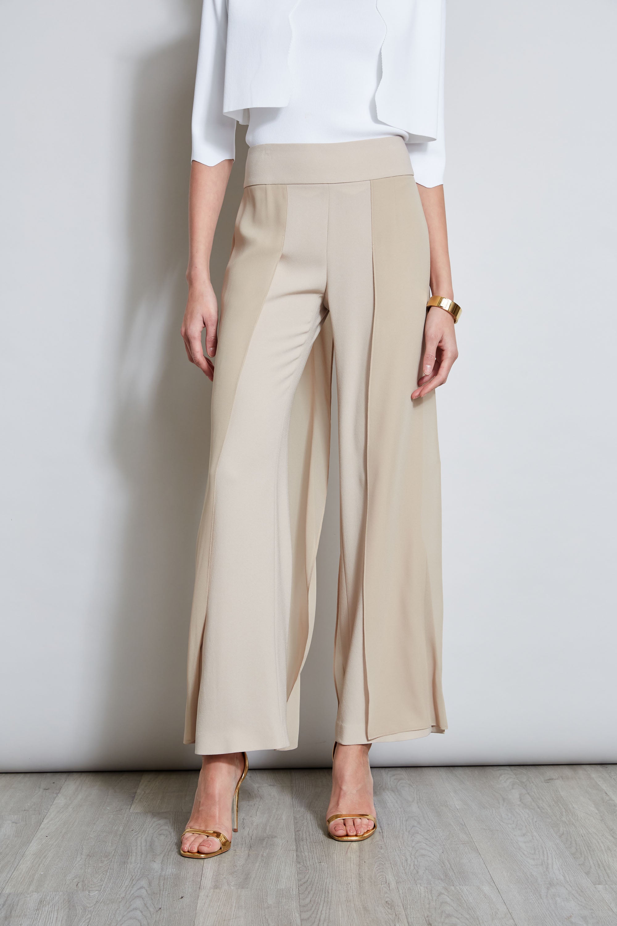 Chiffon Panel Pant | Elie Tahari ISLAND SAND