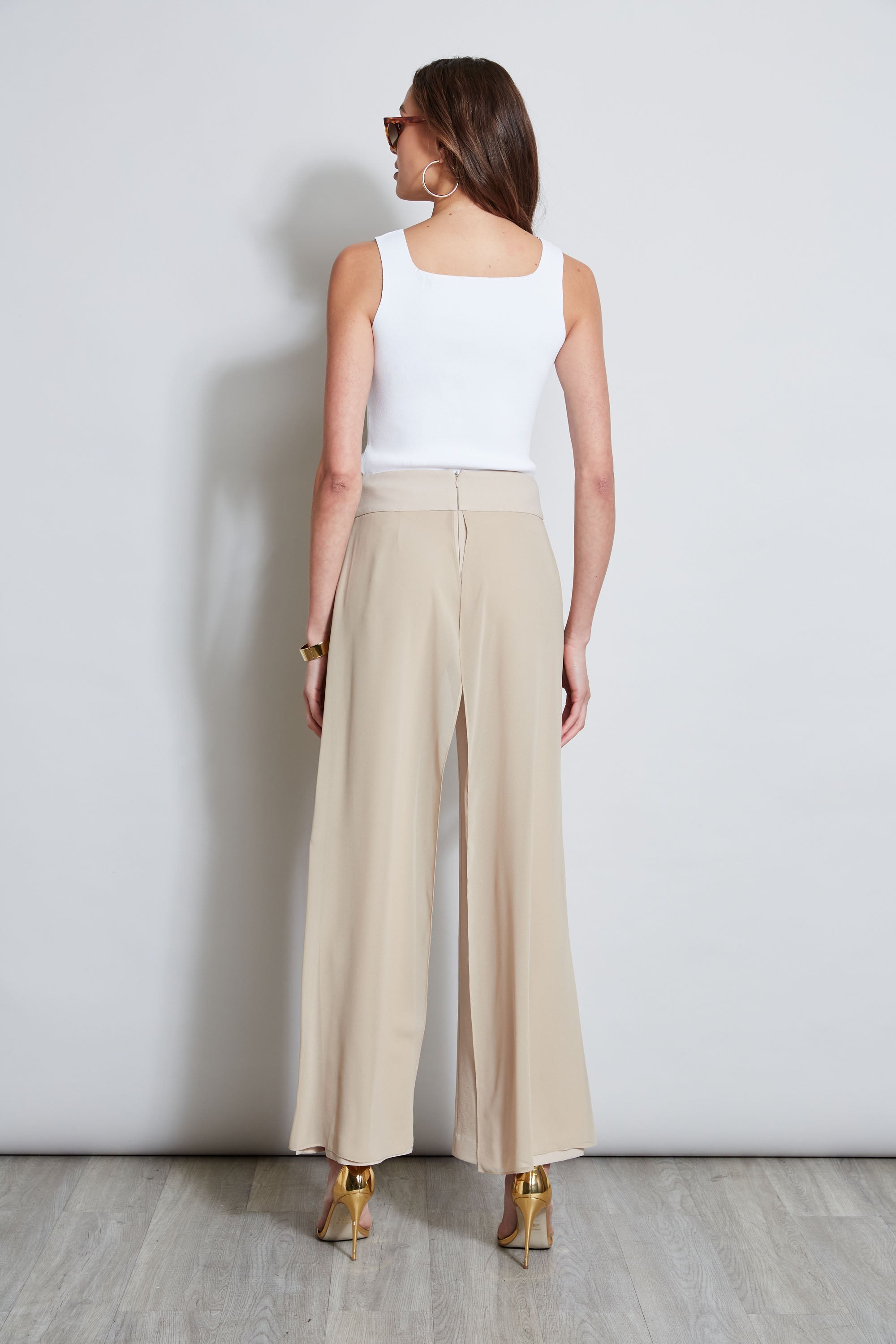 Chiffon Panel Pant | Elie Tahari ISLAND SAND