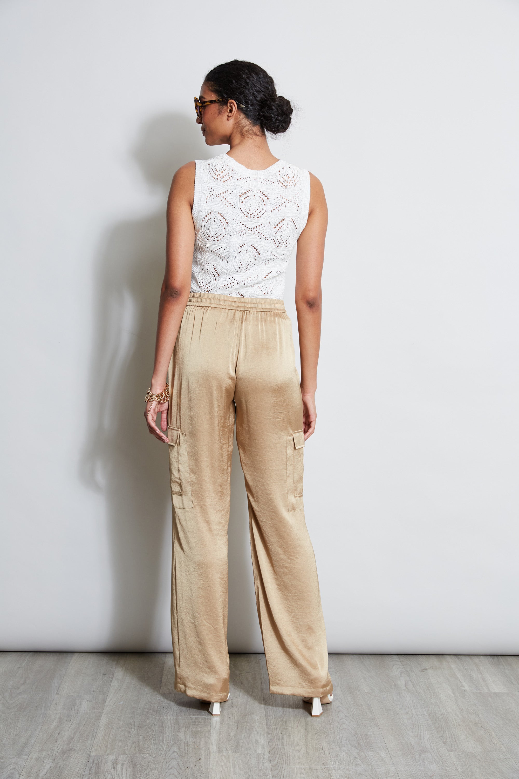 Relaxed Satin Cargo Pant | Elie Tahari SANDCASTLE