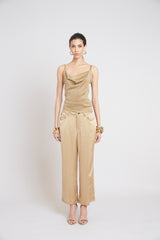 Washed Satin Fluid Pant | Elie Tahari SANDCASTLE