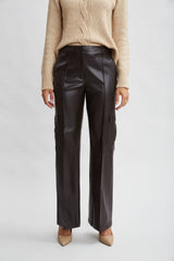 Vegan Leather Cargo Pant | Elie Tahari WOOD