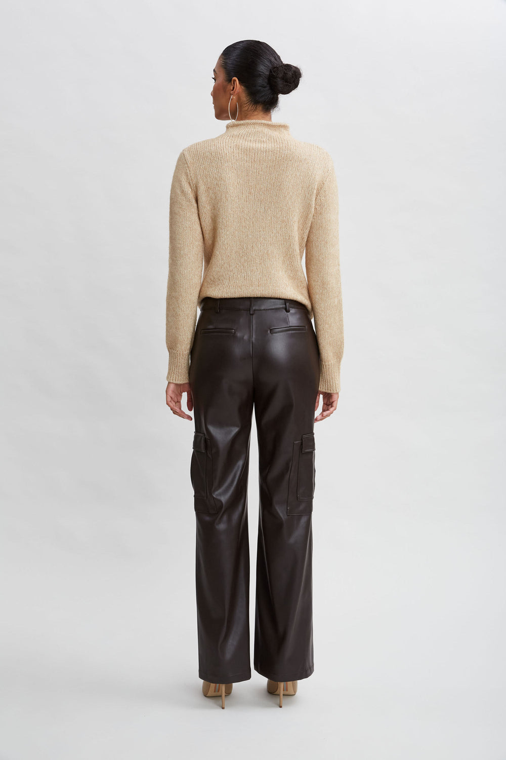 Vegan Leather Cargo Pant | Elie Tahari WOOD