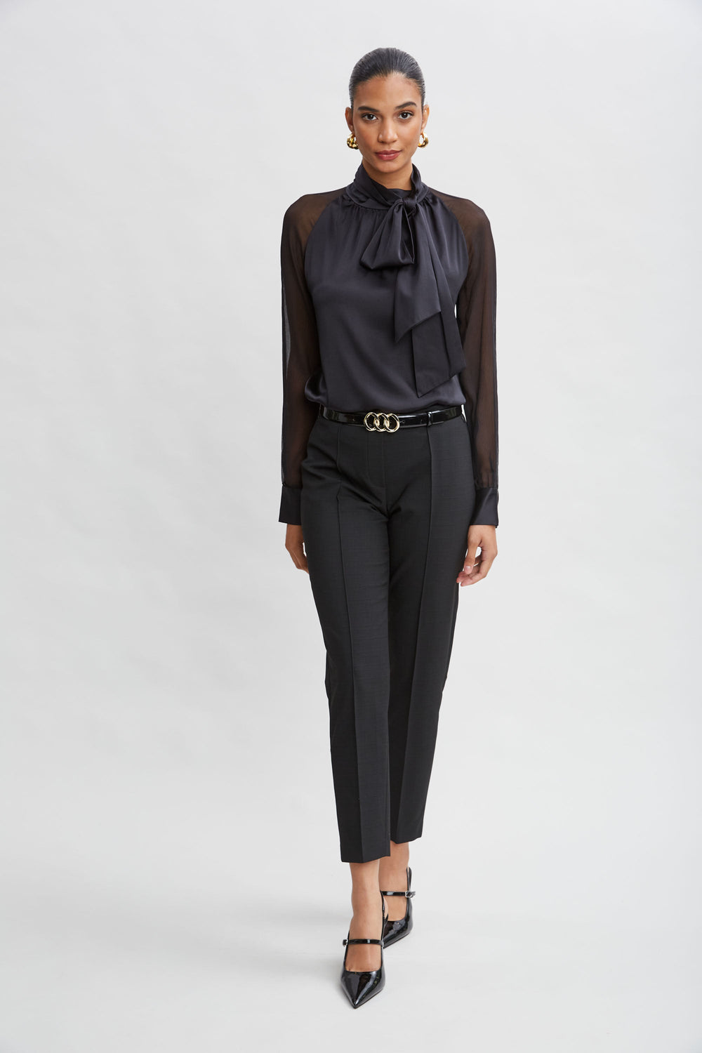 Pintuck Slim Pant | Elie Tahari BLACK