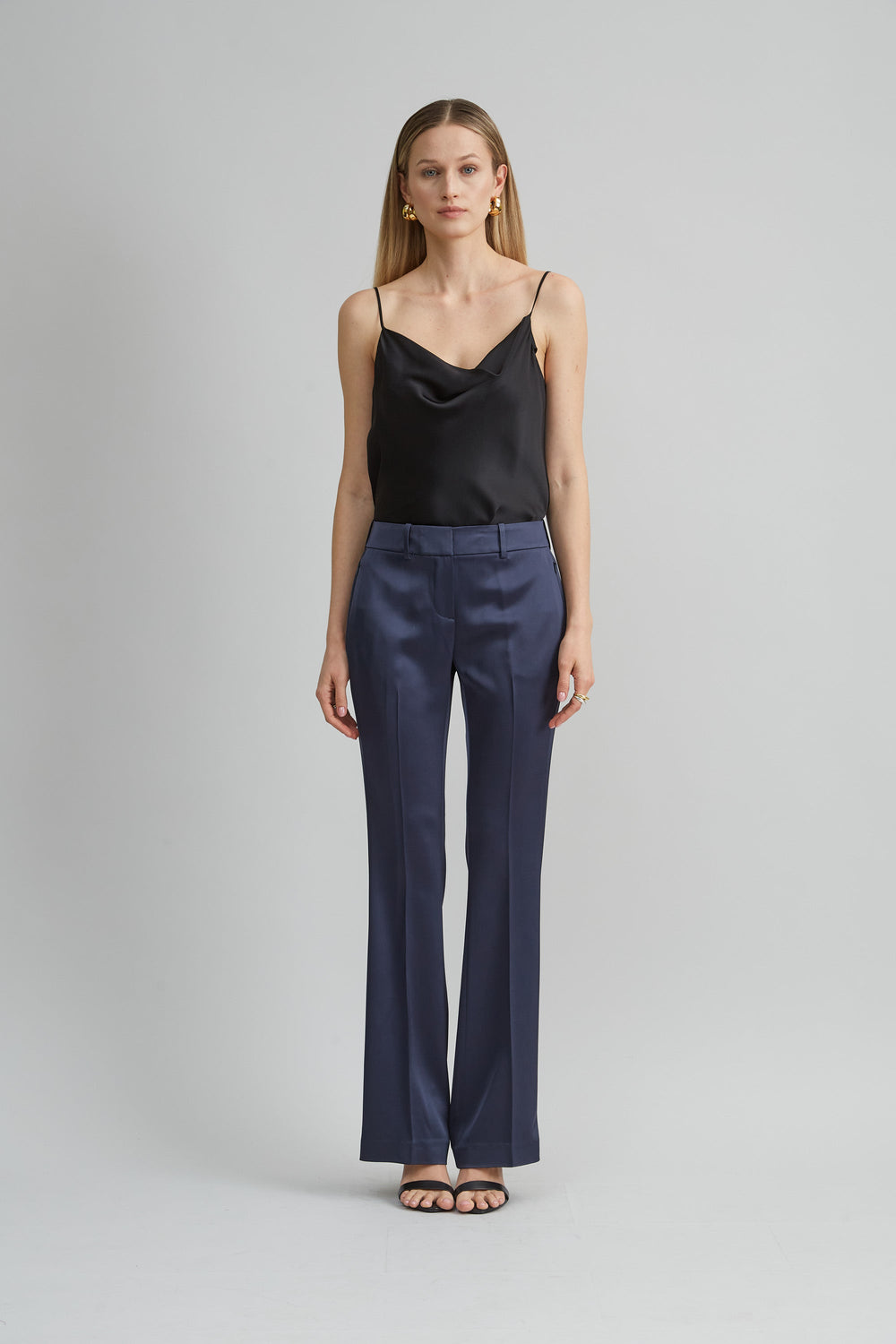 Satin Fit & Flare Pant | Elie Tahari INDIGO