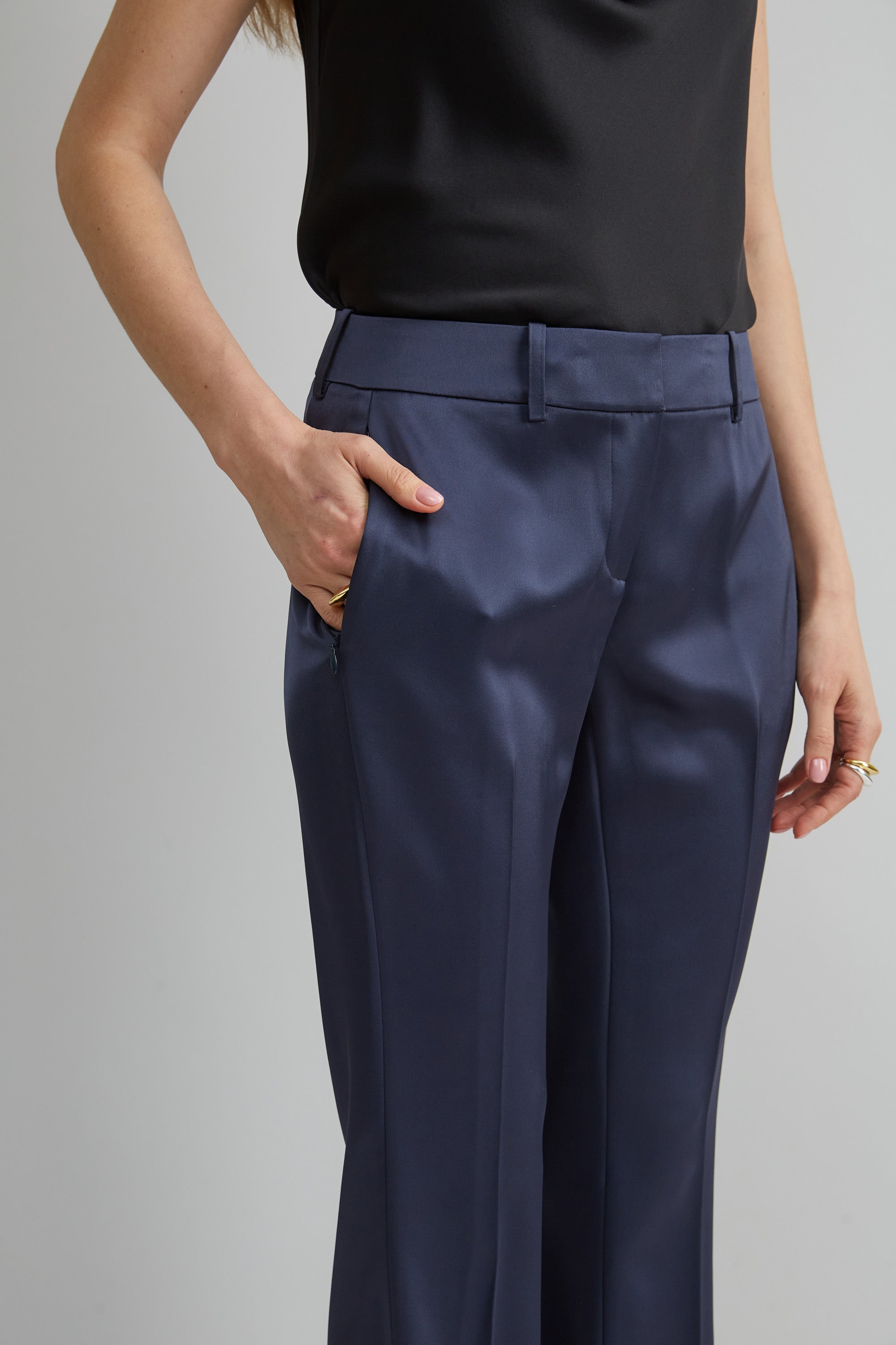 Satin Fit & Flare Pant | Elie Tahari INDIGO