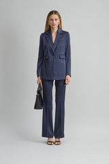 Satin Fit & Flare Pant | Elie Tahari INDIGO