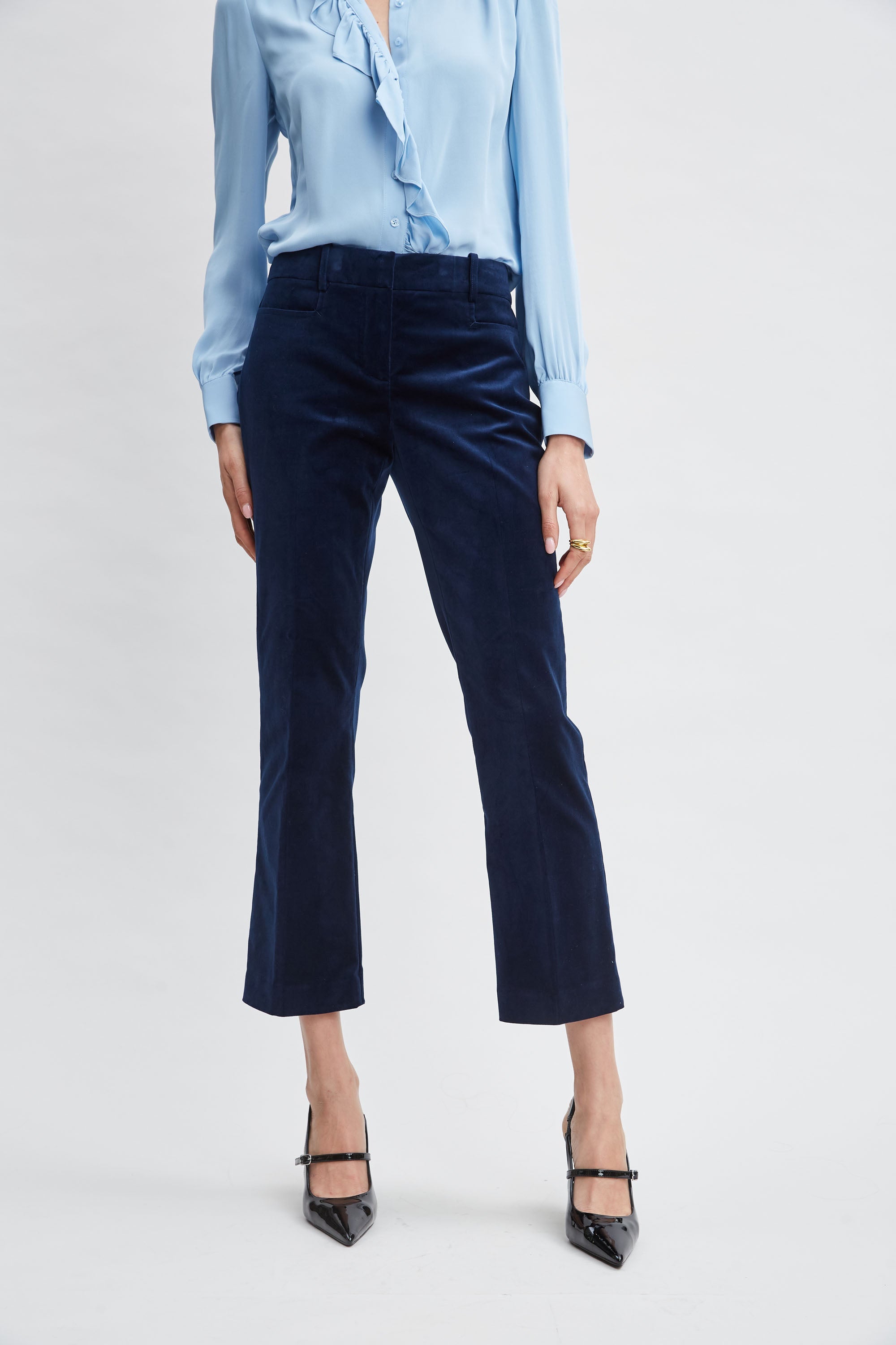 Cotton Velvet Flare Pant | Elie Tahari MIDNIGHT