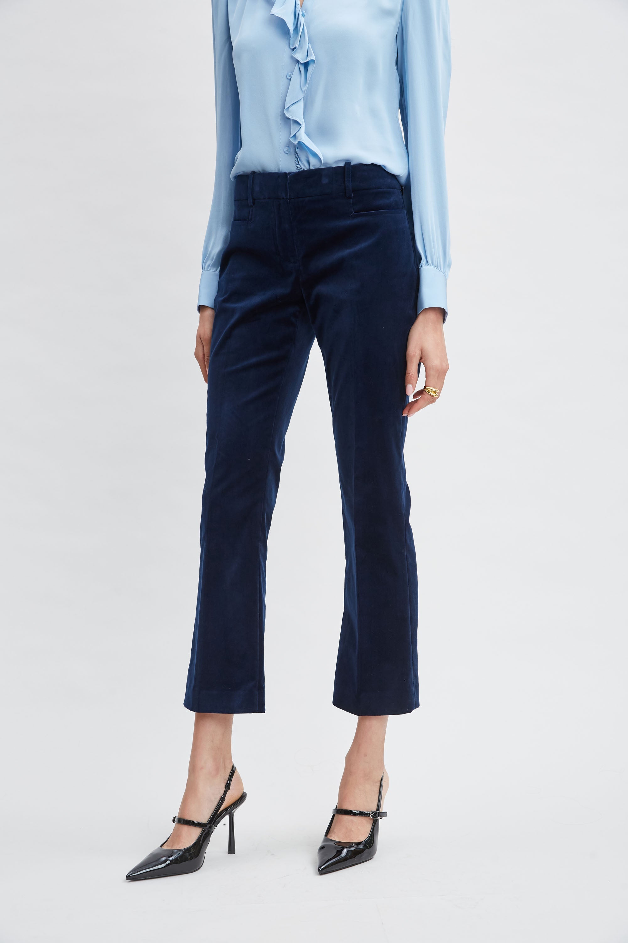 Cotton Velvet Flare Pant | Elie Tahari MIDNIGHT
