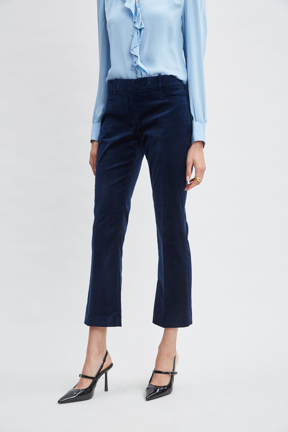 Cotton Velvet Flare Pant | Elie Tahari MIDNIGHT