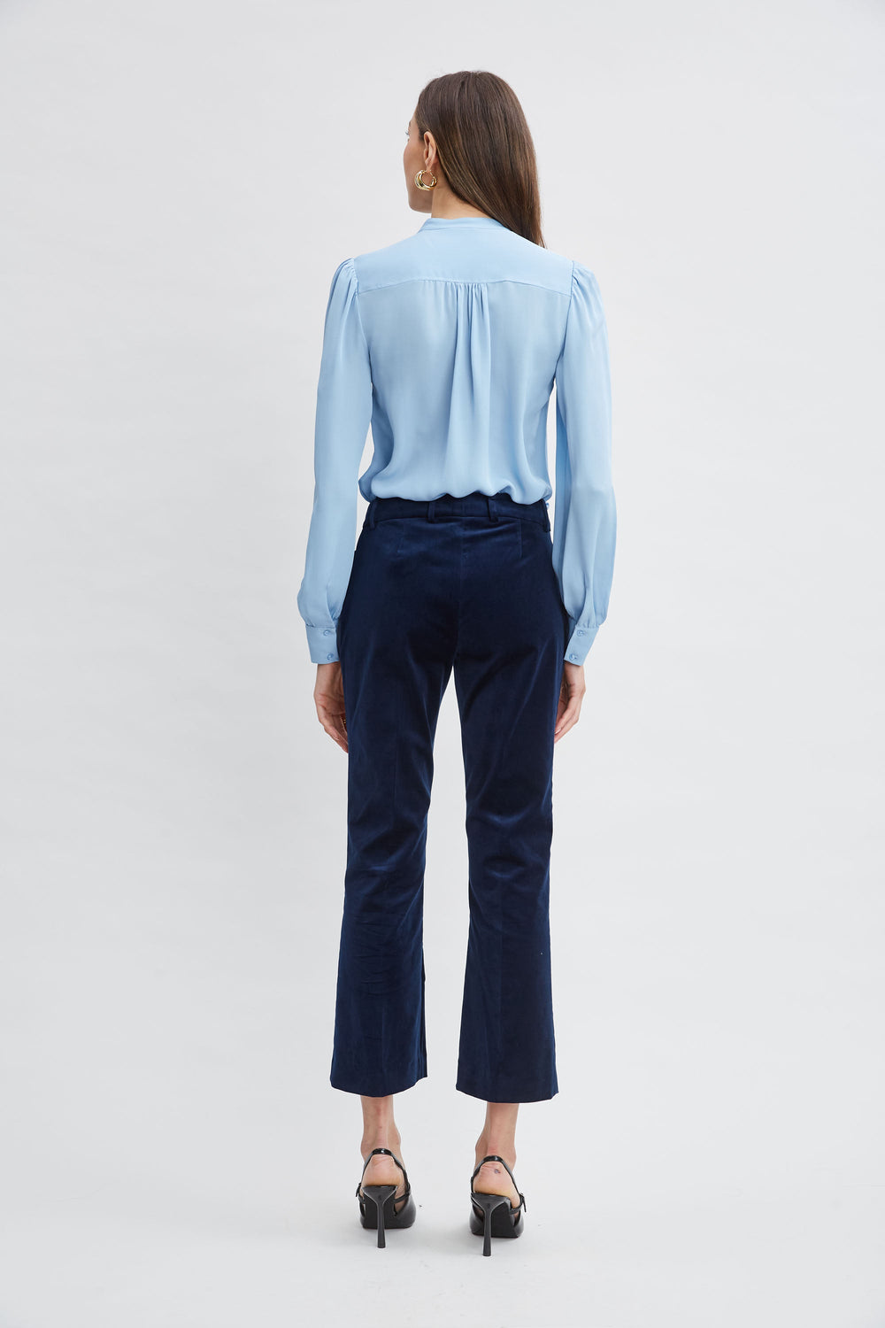Cotton Velvet Flare Pant | Elie Tahari MIDNIGHT