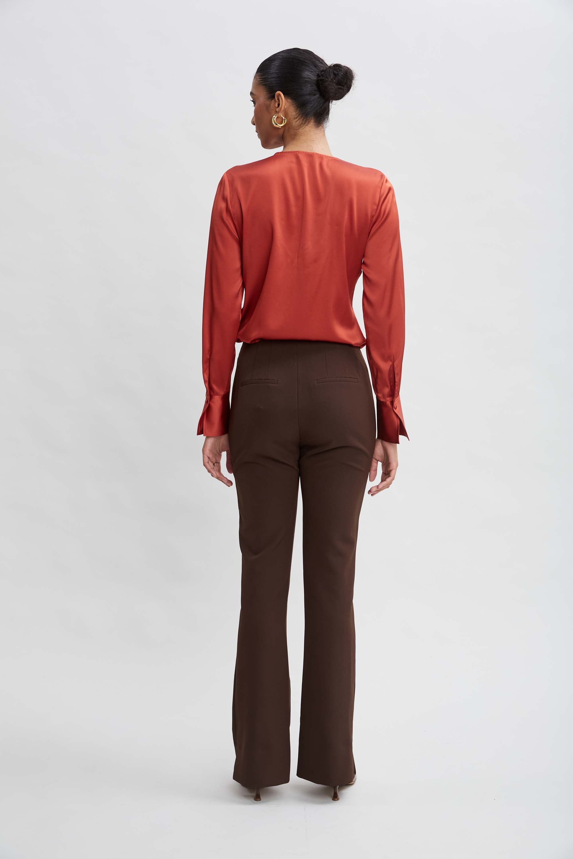 Crepe Seam Slit Flare Pant | Elie Tahari WOOD