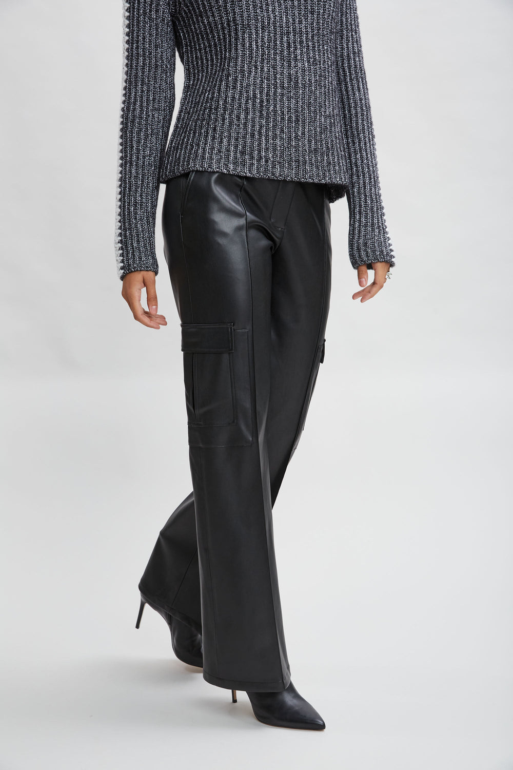 Vegan Leather Cargo Pant | Elie Tahari BLACK