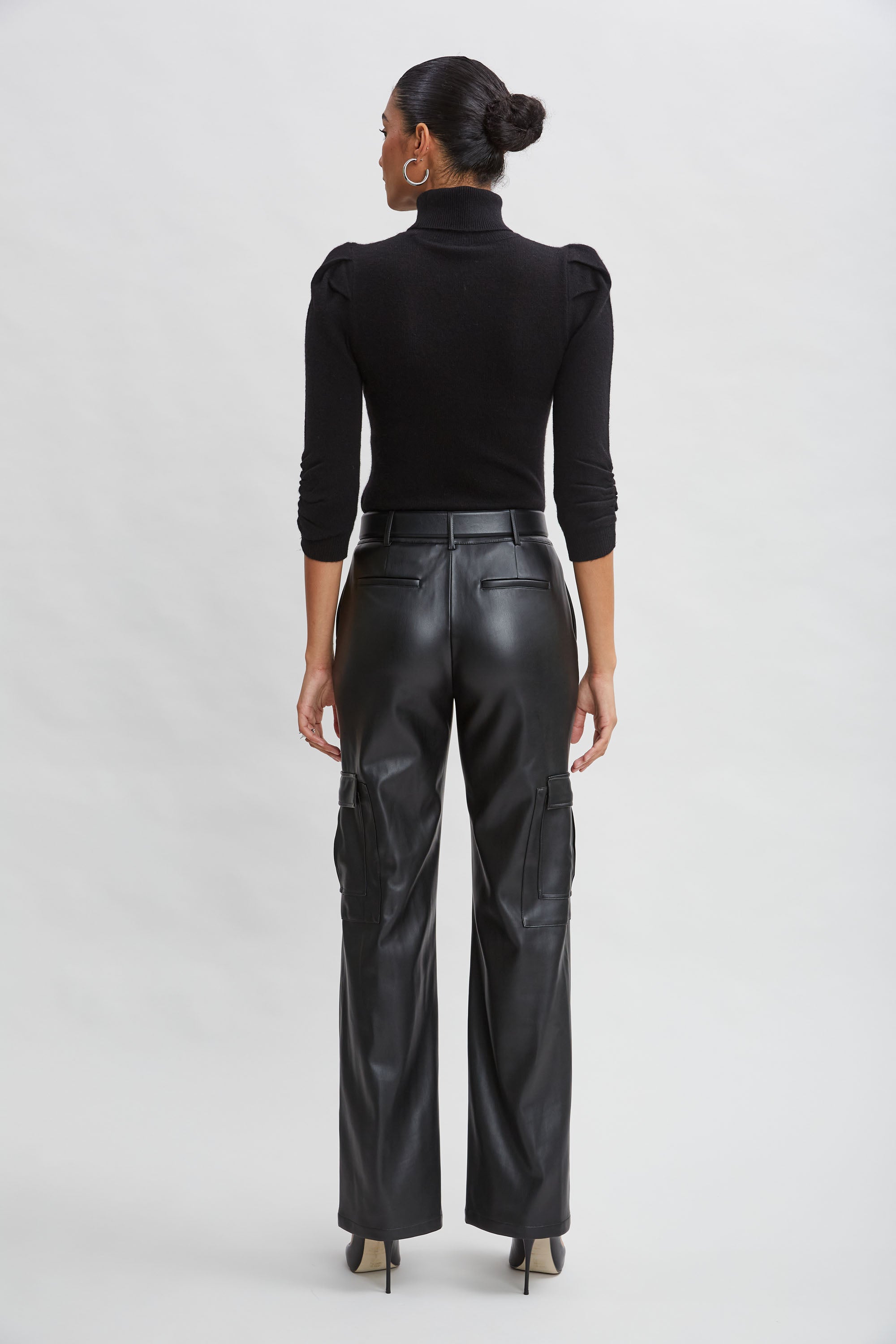 Vegan Leather Cargo Pant | Elie Tahari BLACK