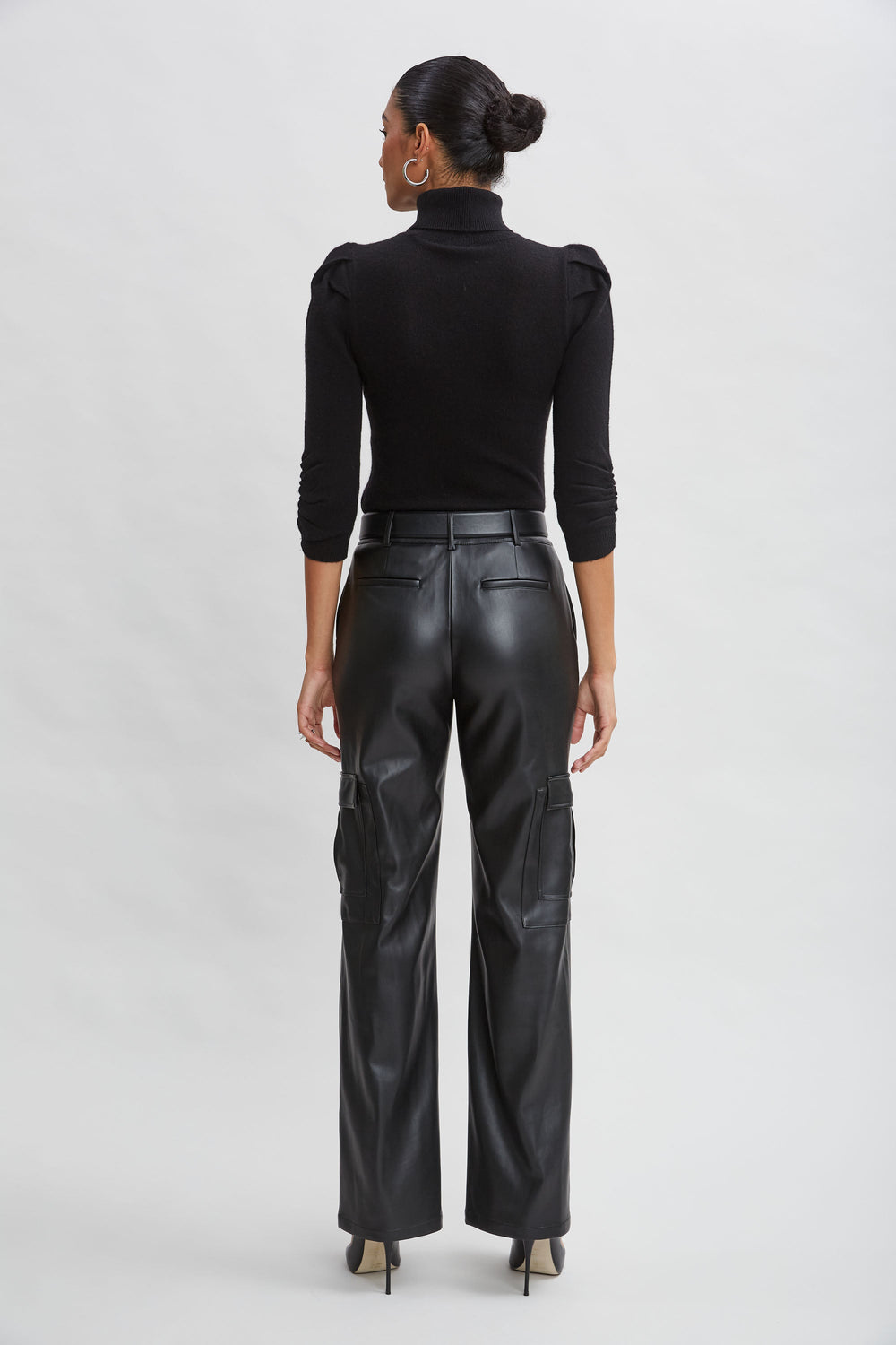 Vegan Leather Cargo Pant | Elie Tahari BLACK