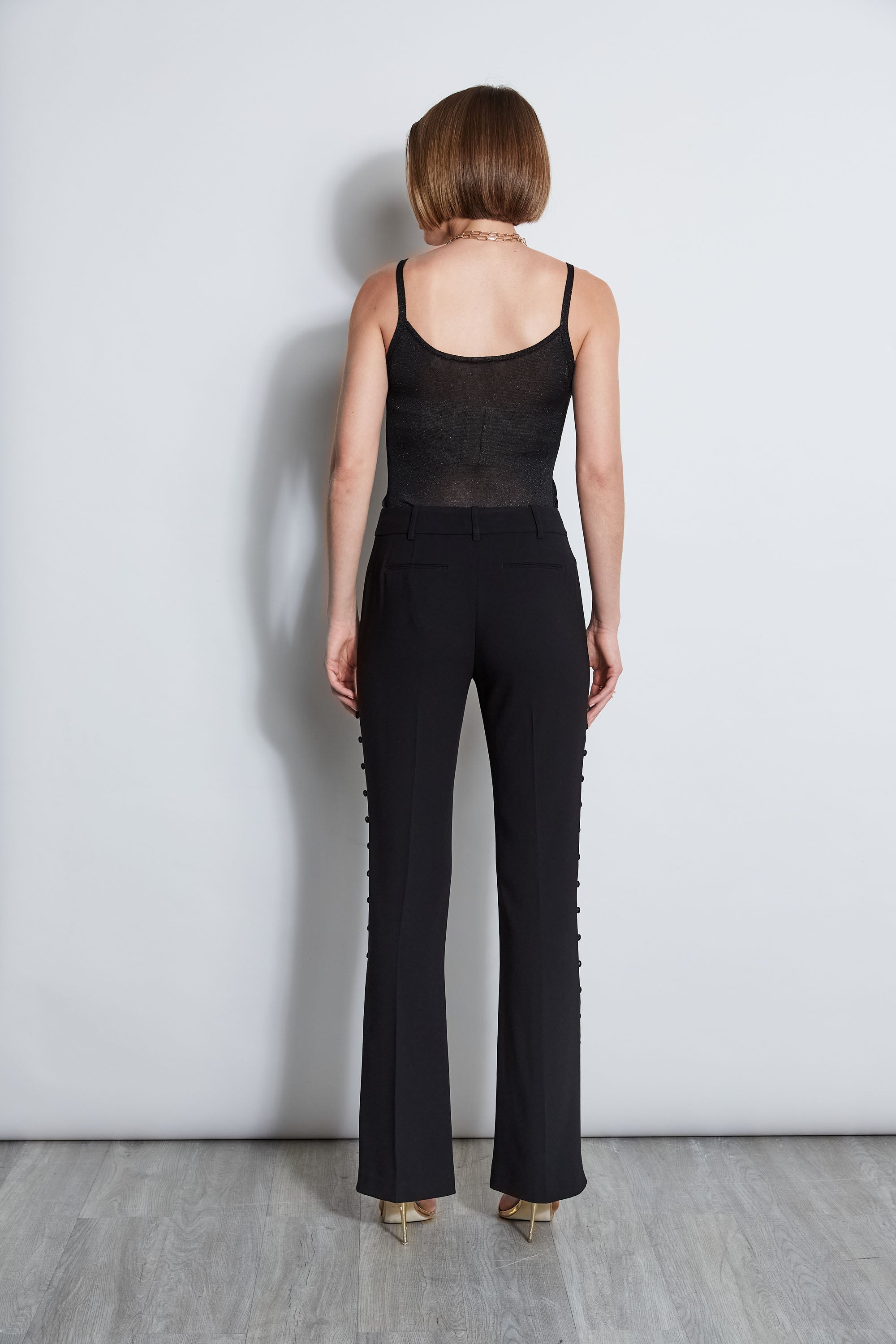 Side Button Crepe Pant | Elie Tahari BLACK