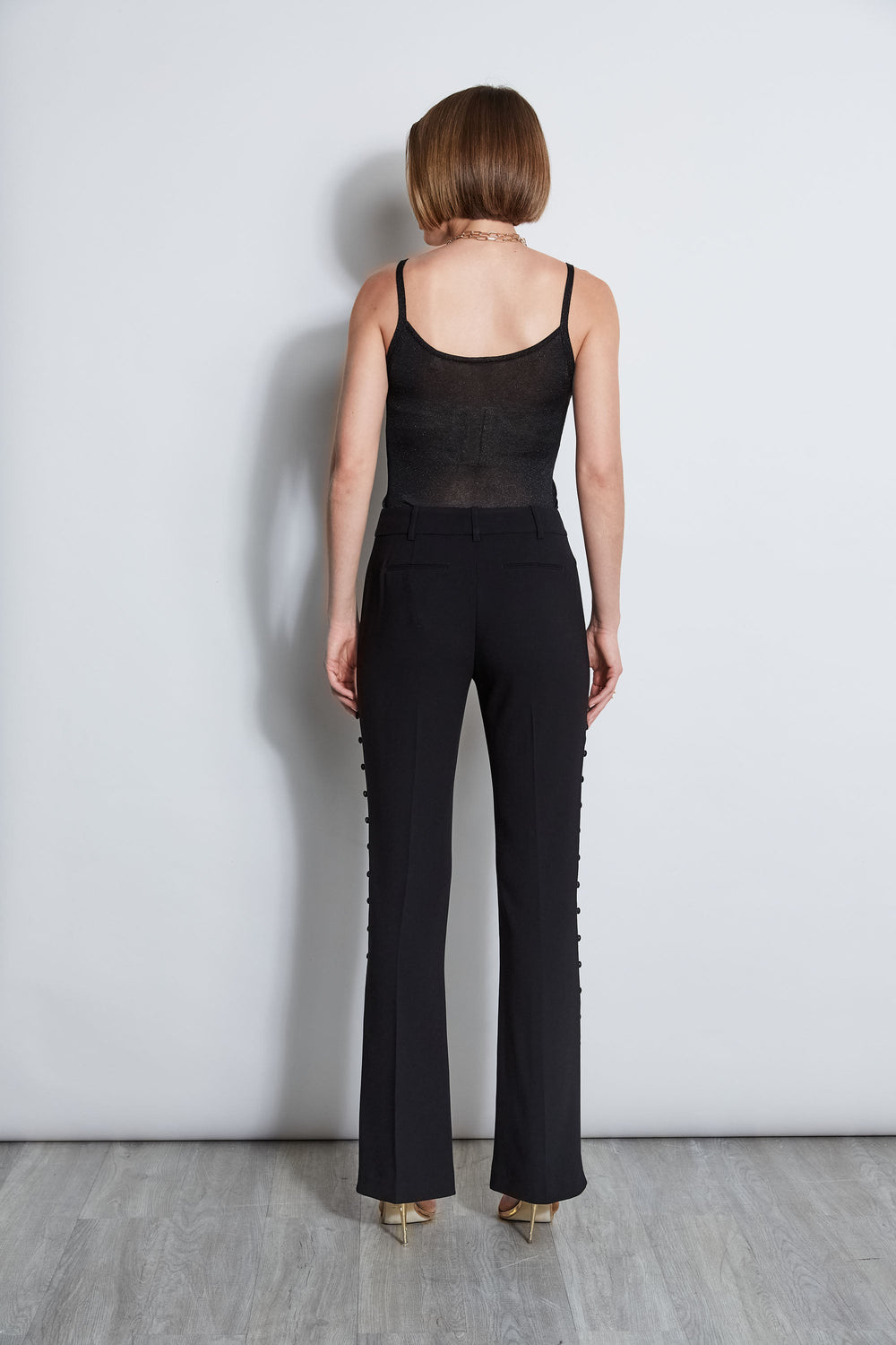 Side Button Crepe Pant | Elie Tahari BLACK