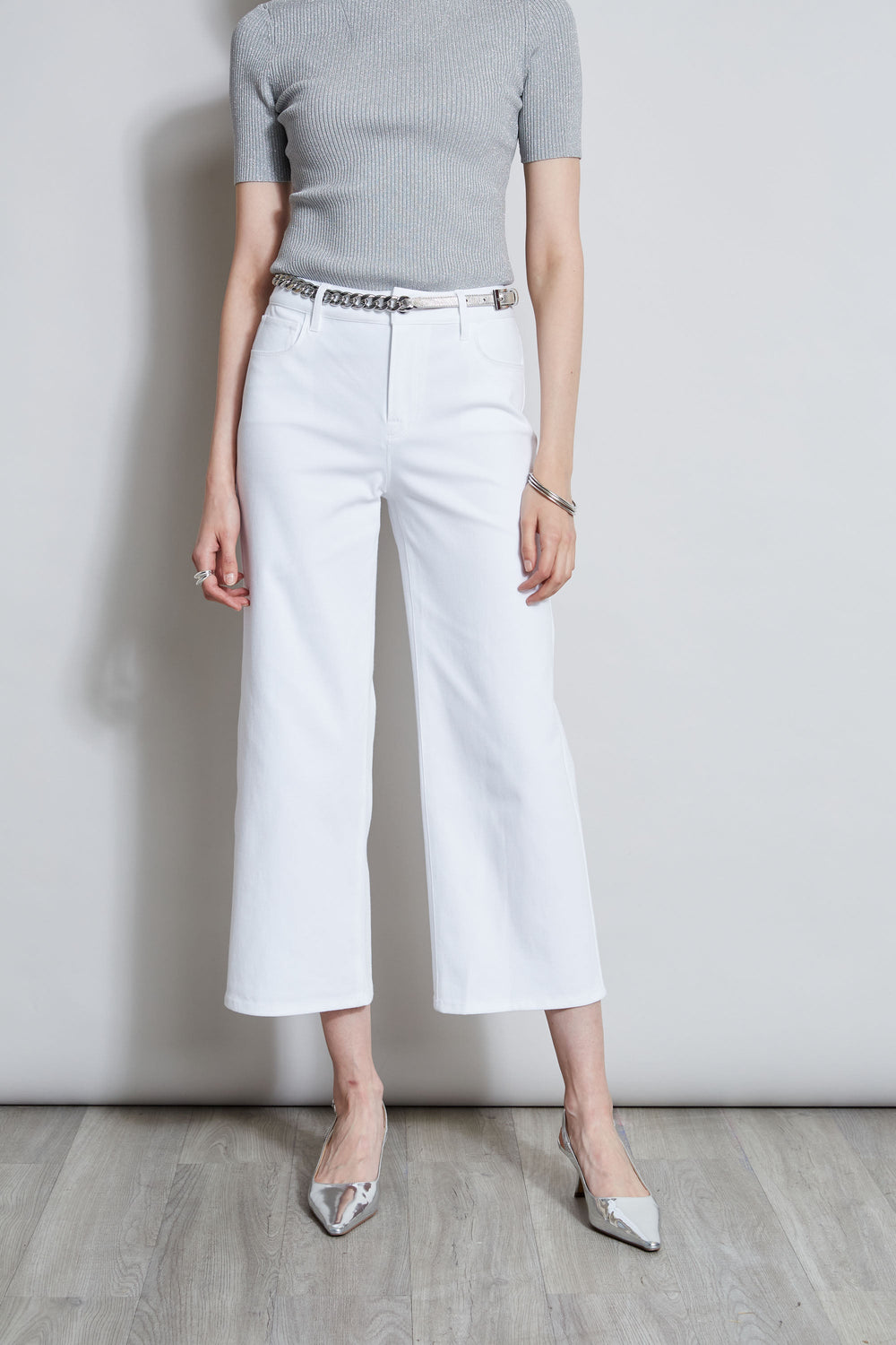 Stretch Denim Wide Leg Pant | Elie Tahari WHITE