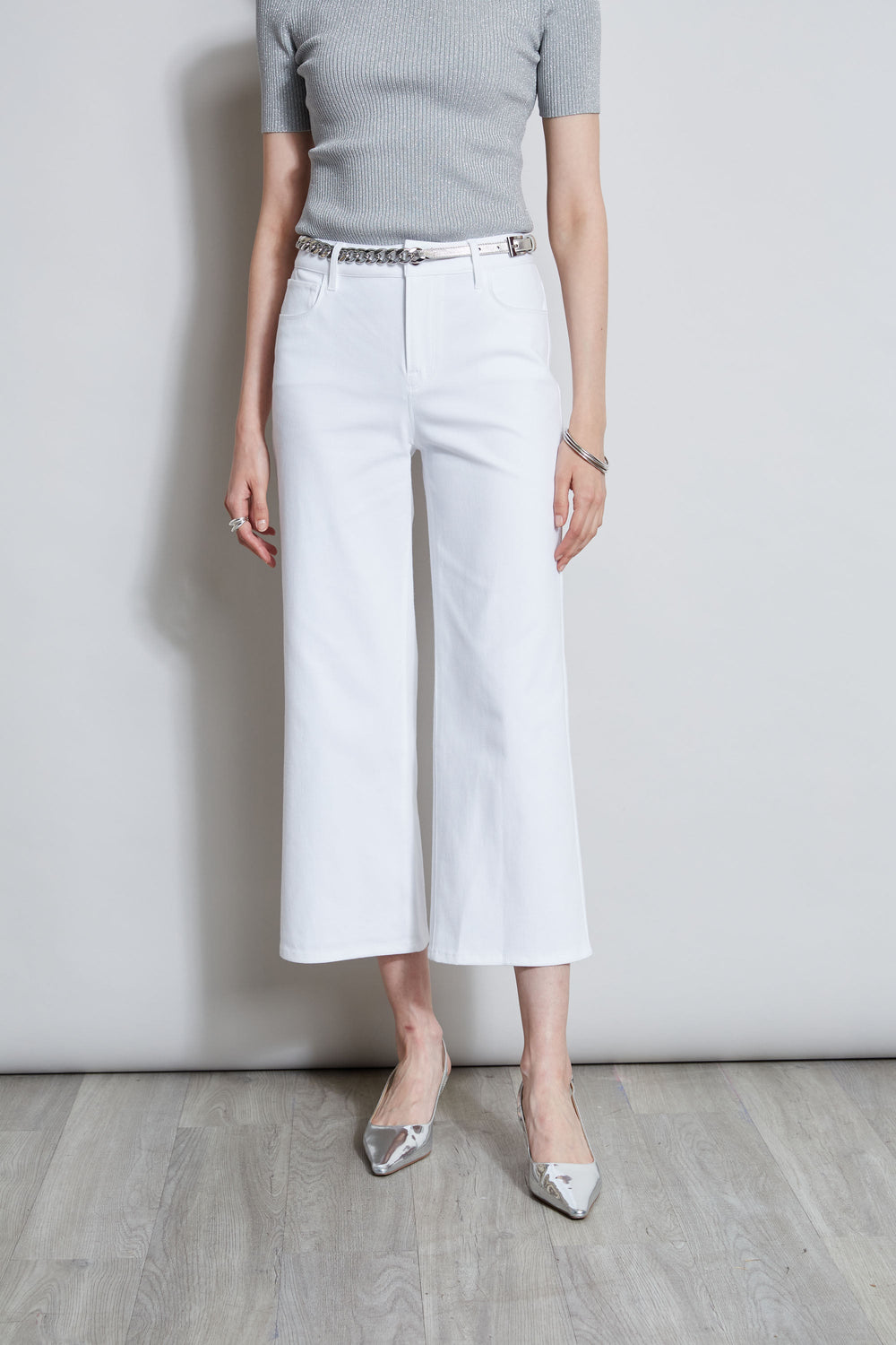 Stretch Denim Wide Leg Pant | Elie Tahari WHITE