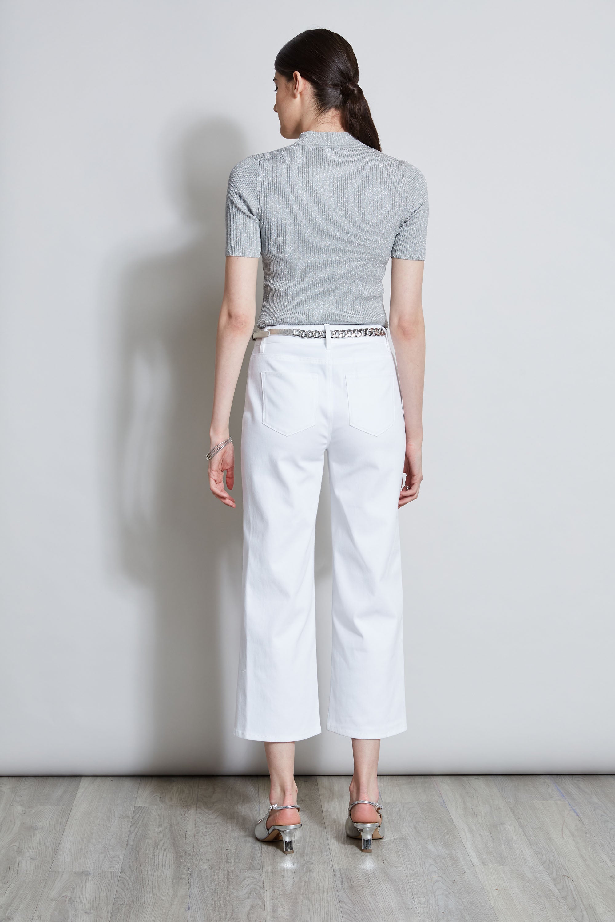 Stretch Denim Wide Leg Pant | Elie Tahari WHITE