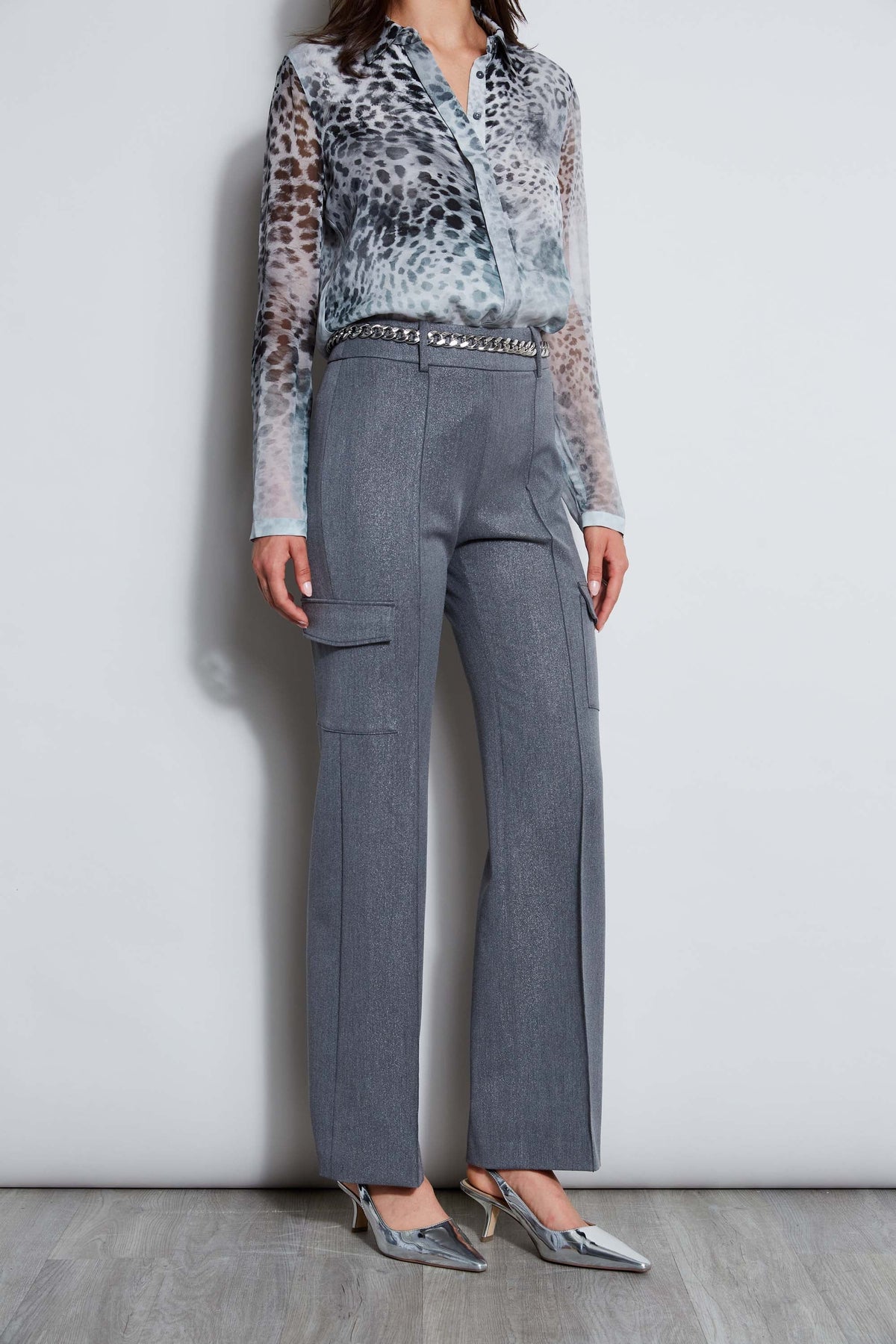 Metallic Cargo Pant | Elie Tahari METALLIC GREY