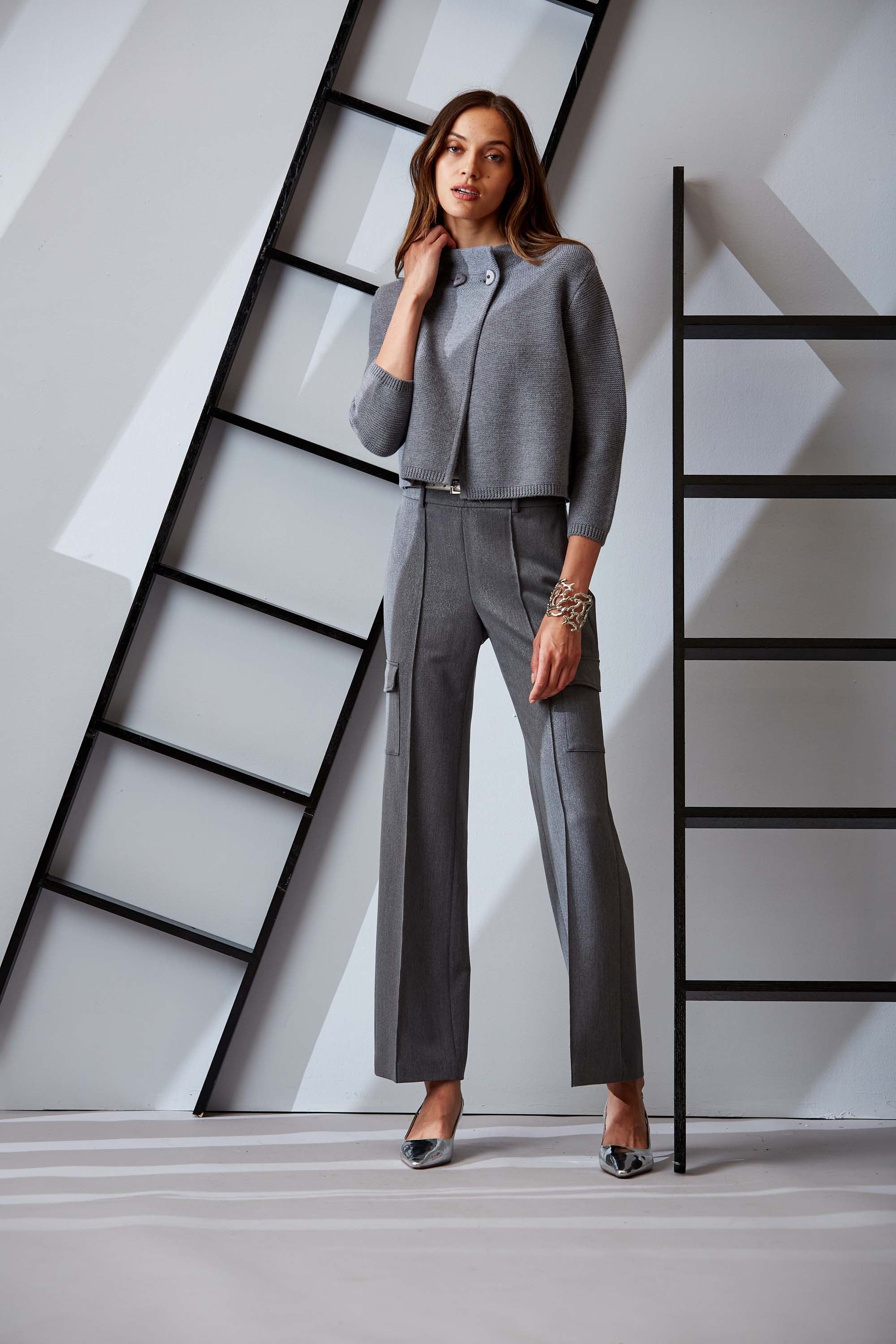Metallic Cargo Pant | Elie Tahari METALLIC GREY