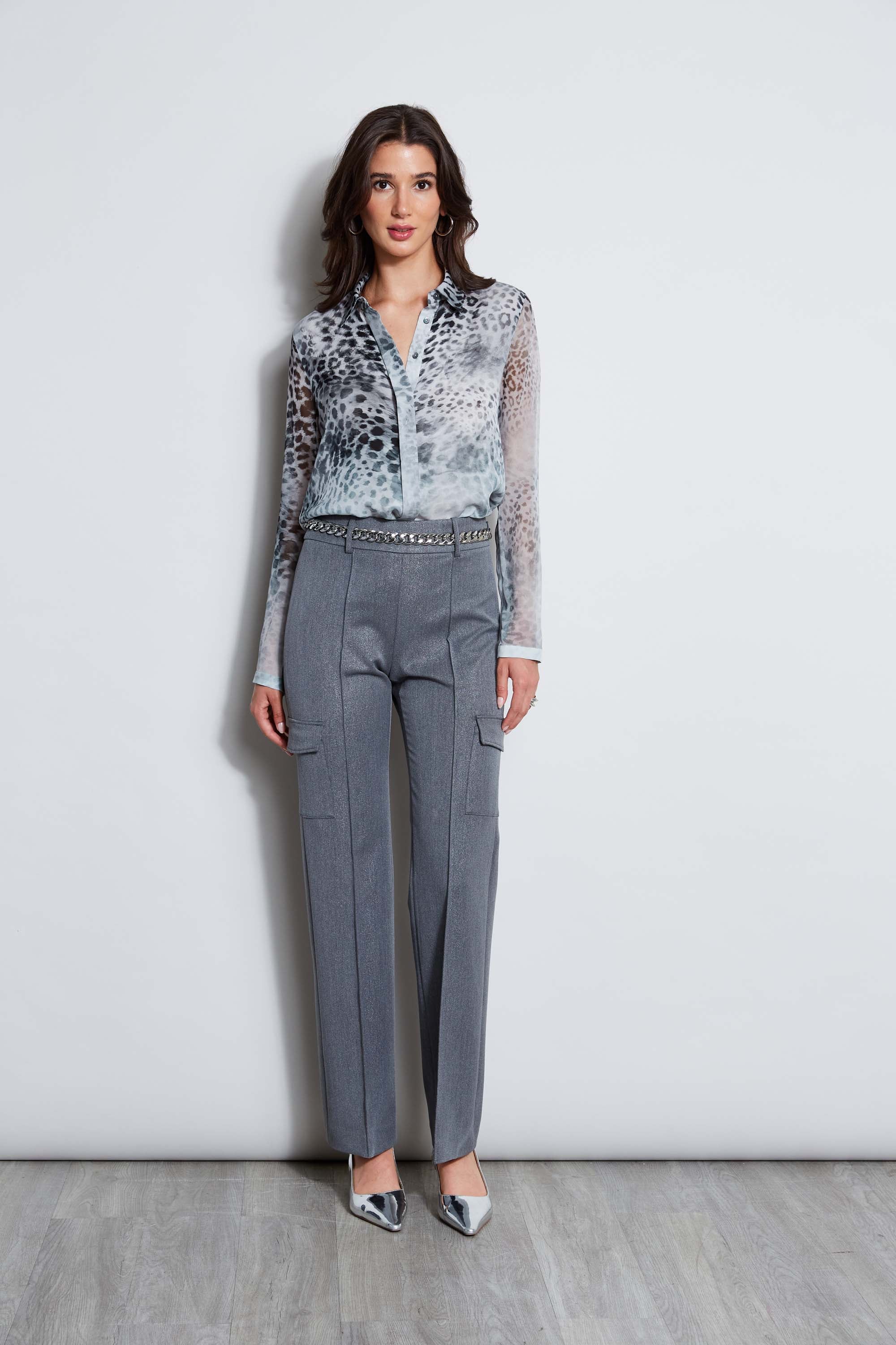 Metallic Cargo Pant | Elie Tahari METALLIC GREY