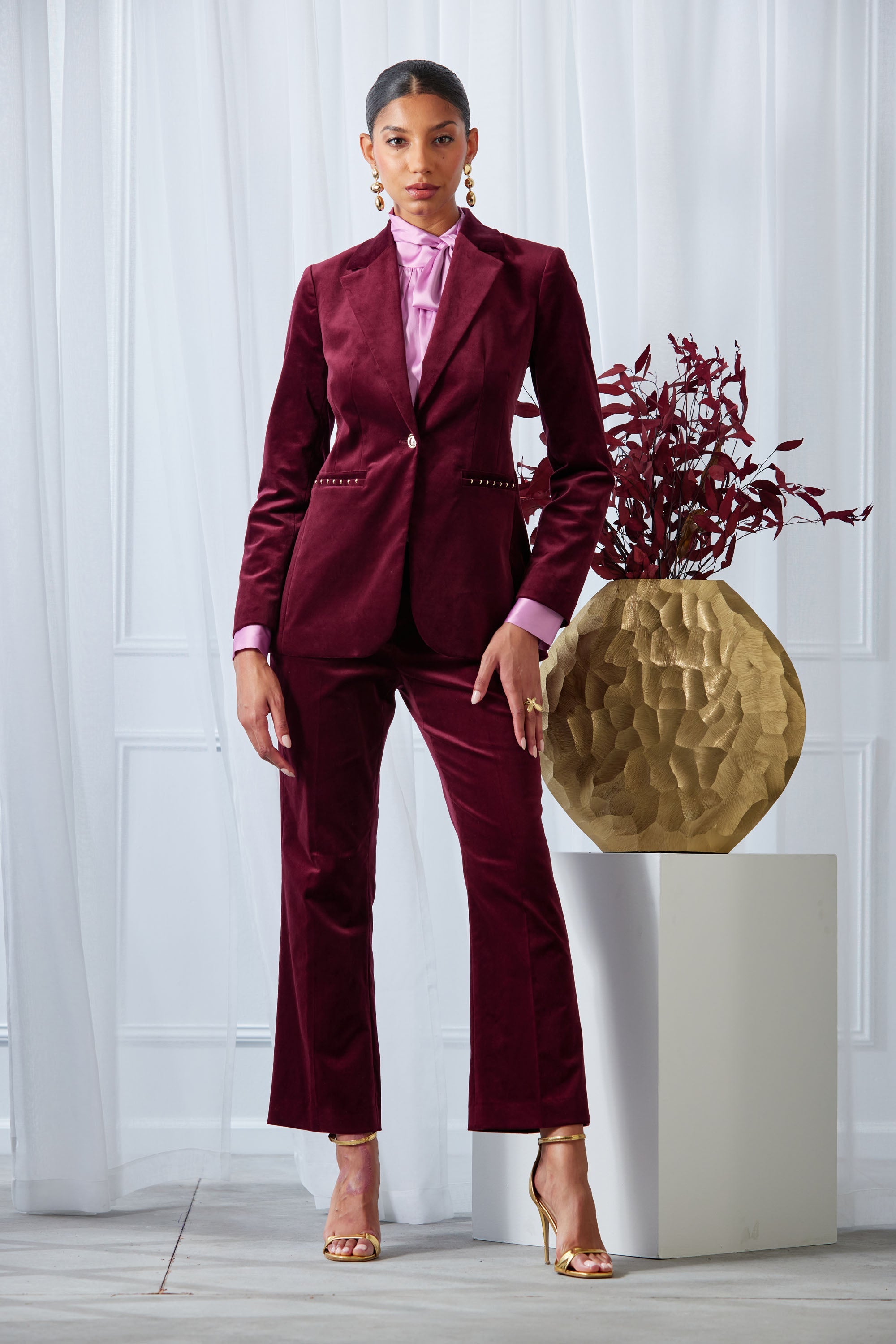 Cotton Velvet Flare | Elie Tahari SANGRIA