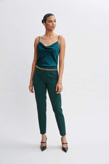 Pintuck Slim Pant | Elie Tahari FOREST GREEN
