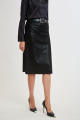 Croc Midi Skirt | Elie Tahari BLACK