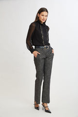 Fit & Flare Metallic Tweed Pant | Elie Tahari BLACK MULTI