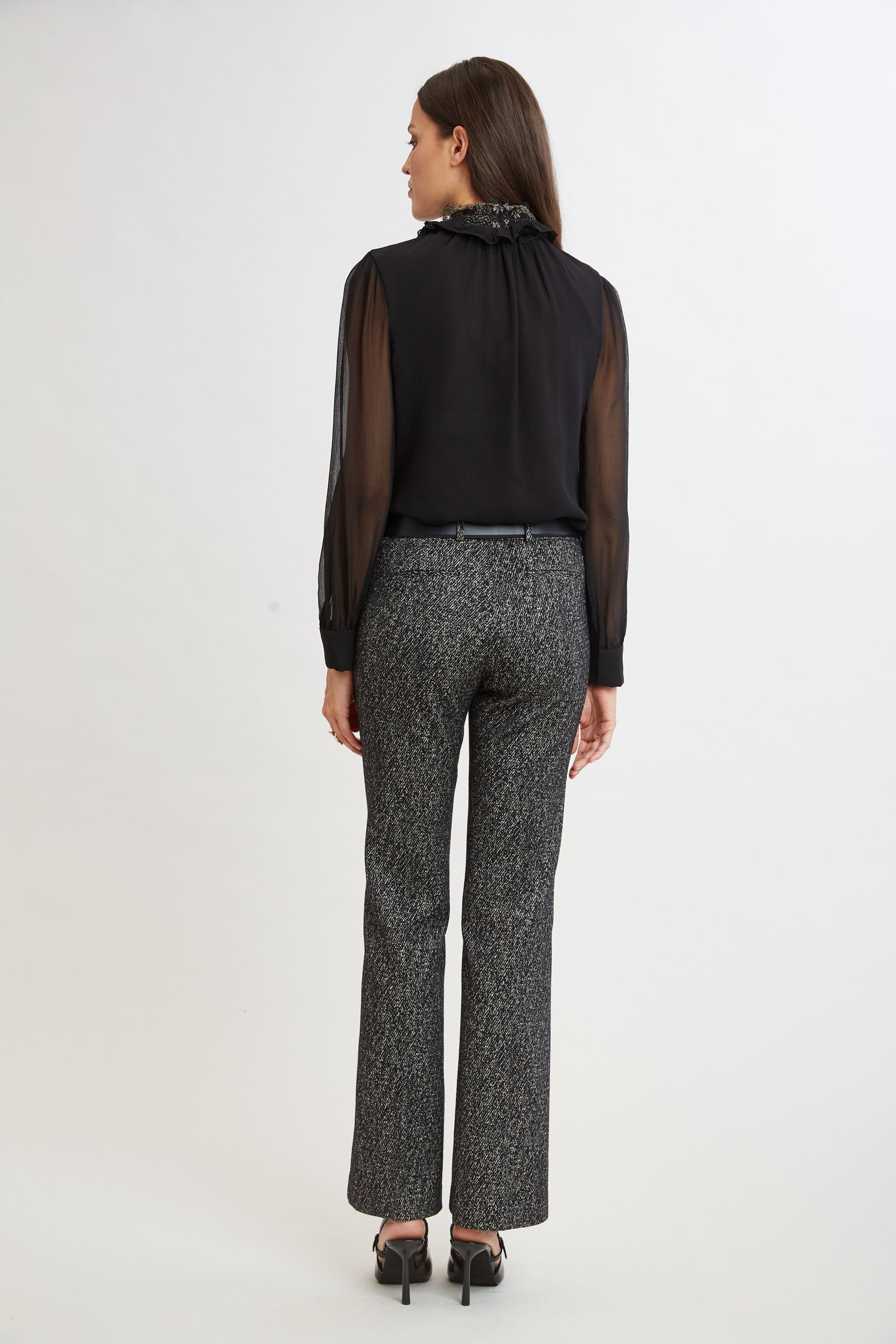 Fit & Flare Metallic Tweed Pant | Elie Tahari BLACK MULTI