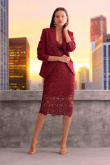 Crochet Lace Midi Skirt | Elie Tahari SANGRIA