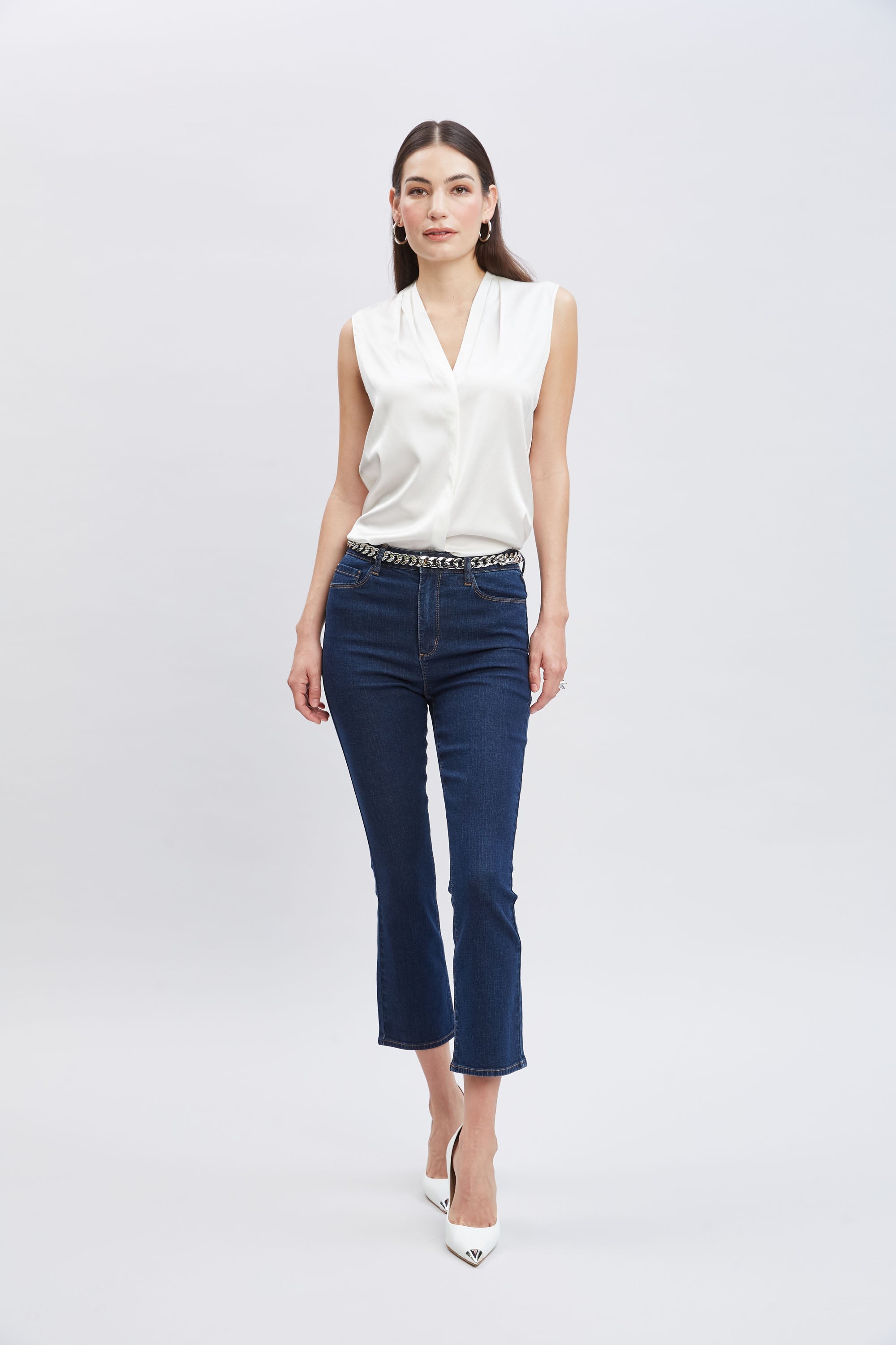 Micro Flare Cropped Jeans | Elie Tahari DARK WASH