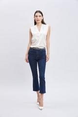 Micro Flare Cropped Jeans | Elie Tahari DARK WASH