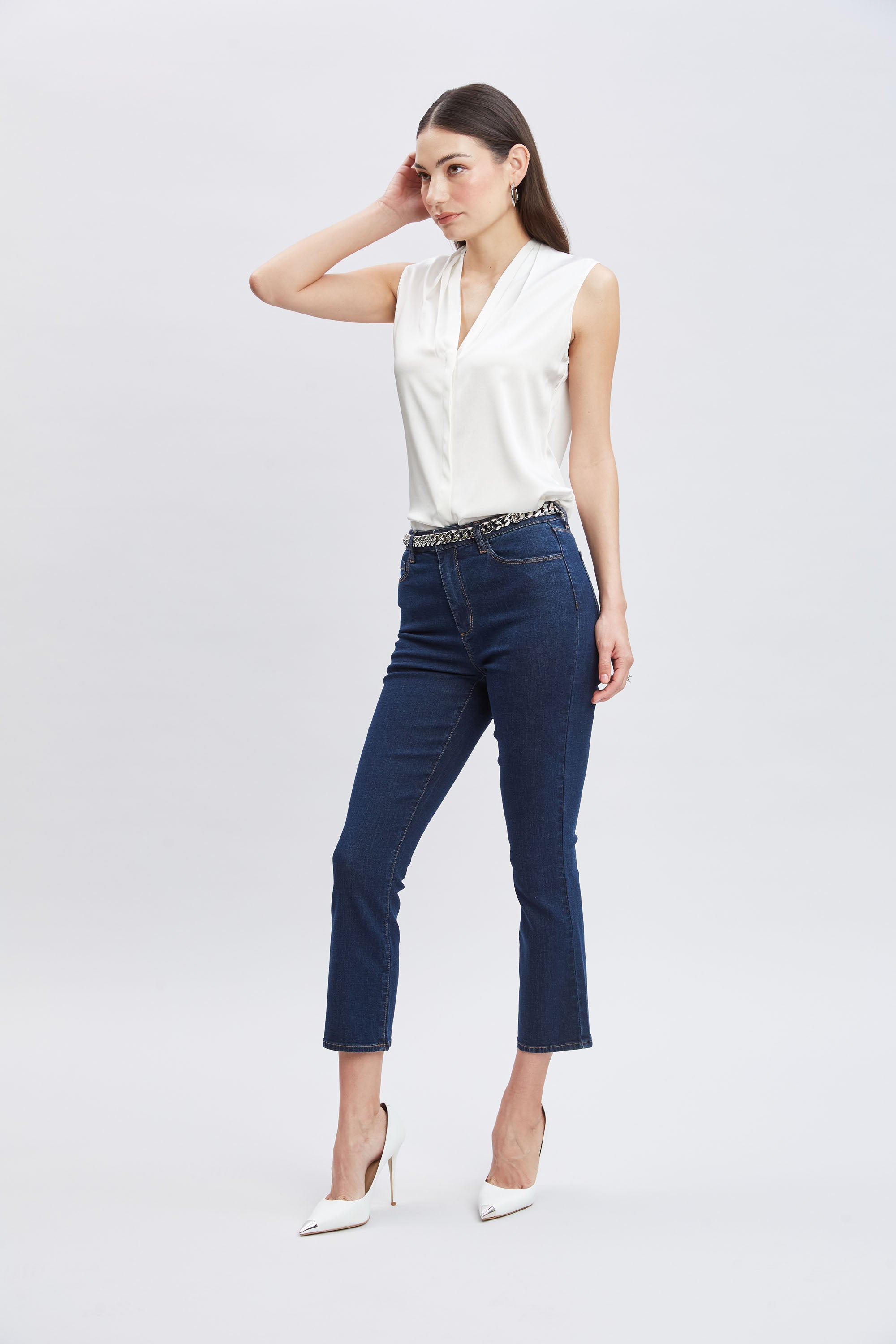 Micro Flare Cropped Jeans | Elie Tahari DARK WASH