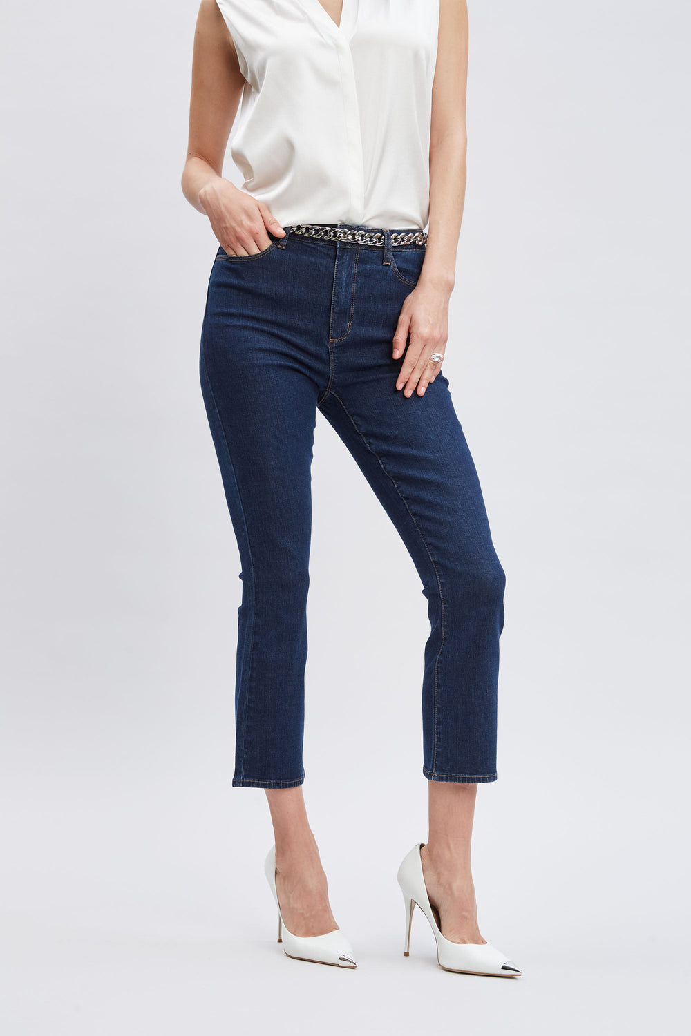 Micro Flare Cropped Jeans | Elie Tahari DARK WASH